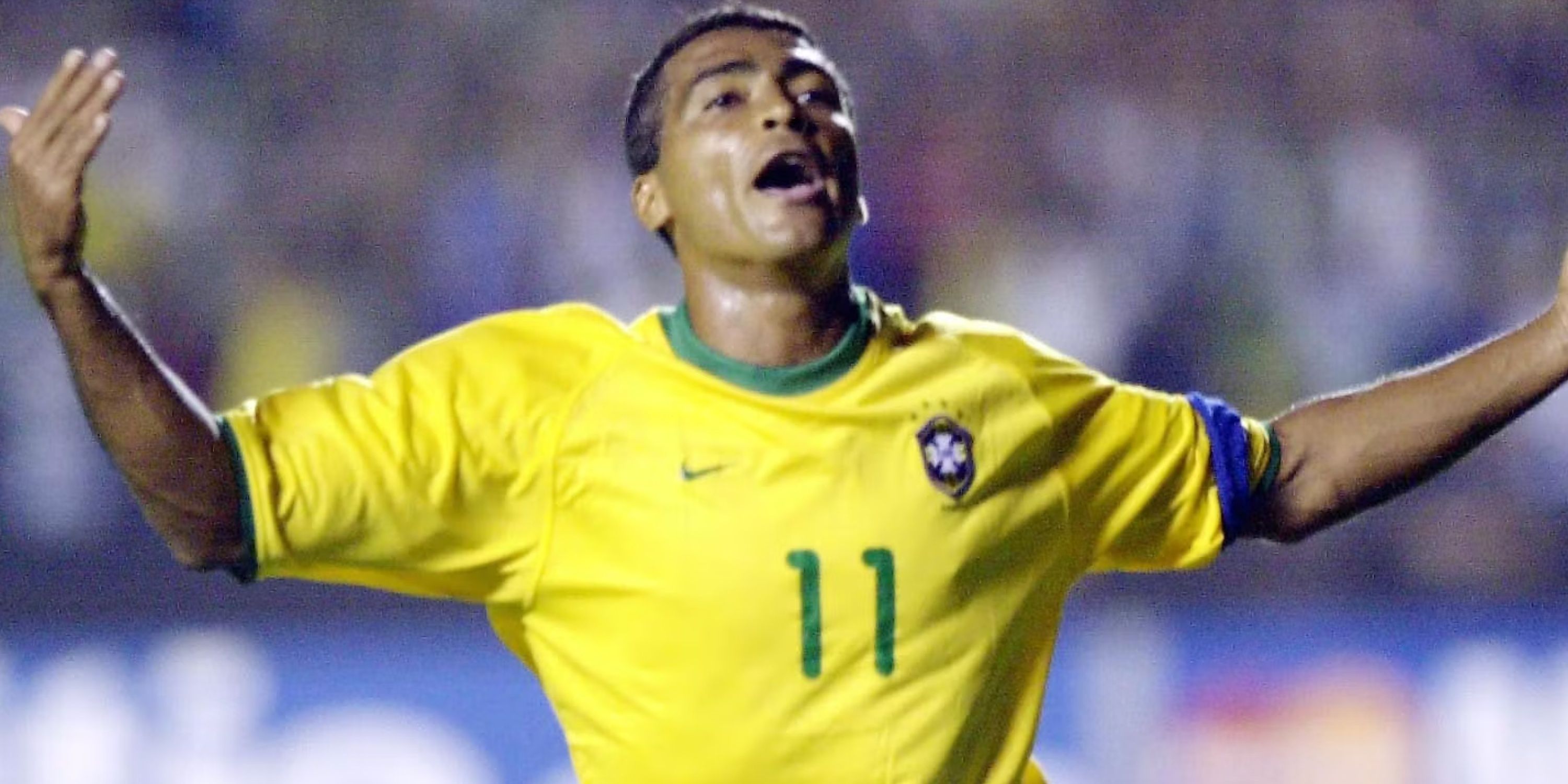 Romario celebrating a goal for Brazil