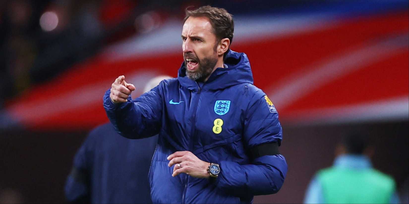 England boss Gareth Southgate shouting instructions from the touchline