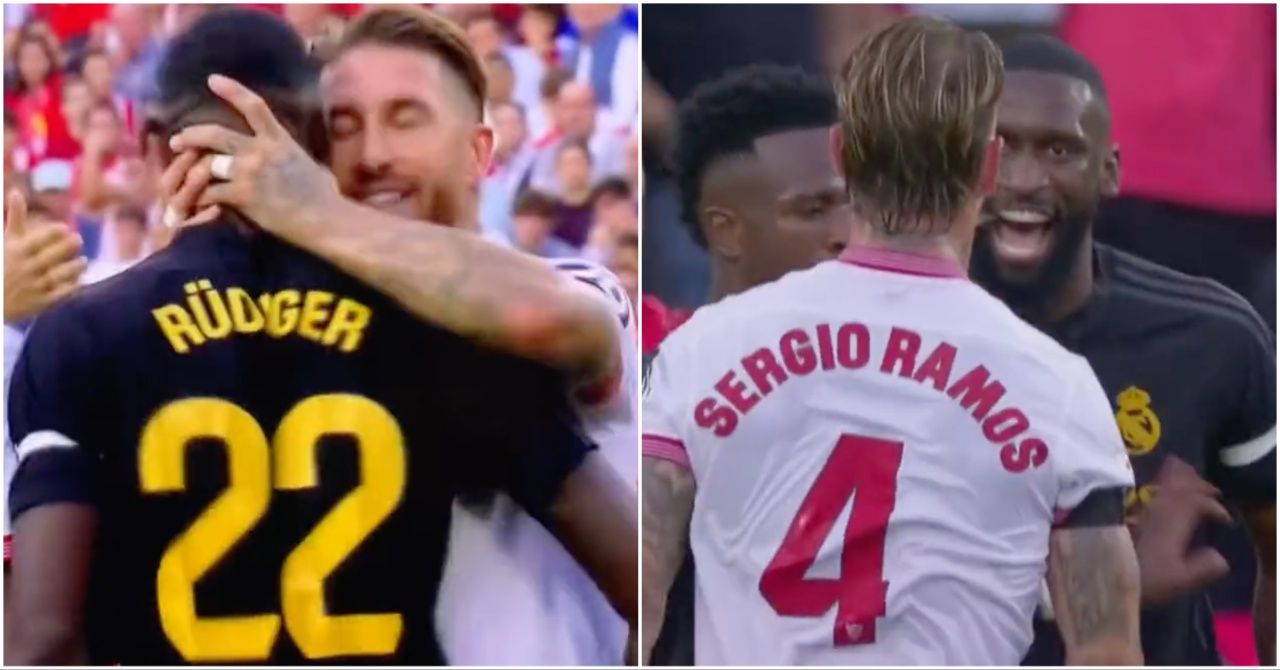 Ramos Rudiger Antonio Rudiger and Sergio Ramos clash during Sevilla vs Real Madrid