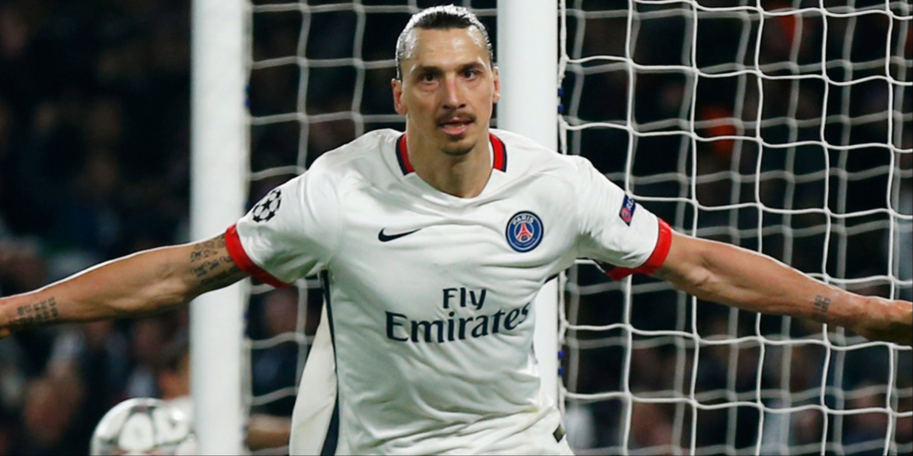 Zlatan Ibrahimovic celebrates vs Chelsea