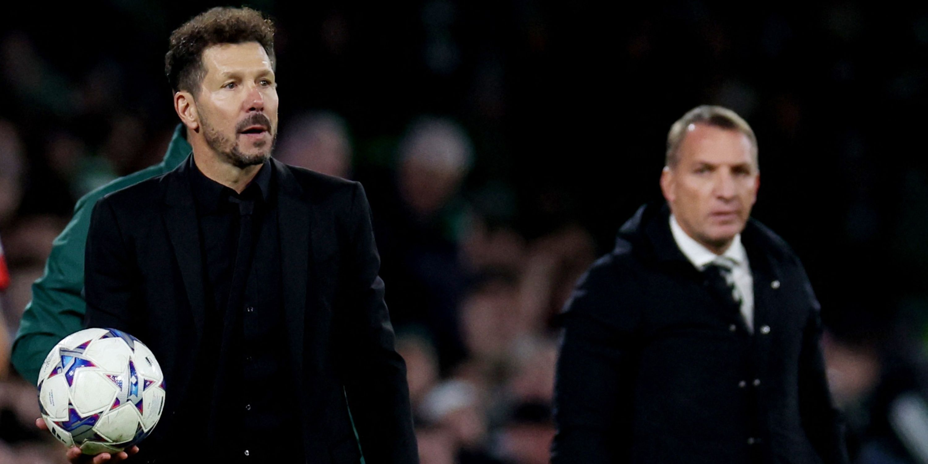 Diego Simeone and Brendan Rodgers look on