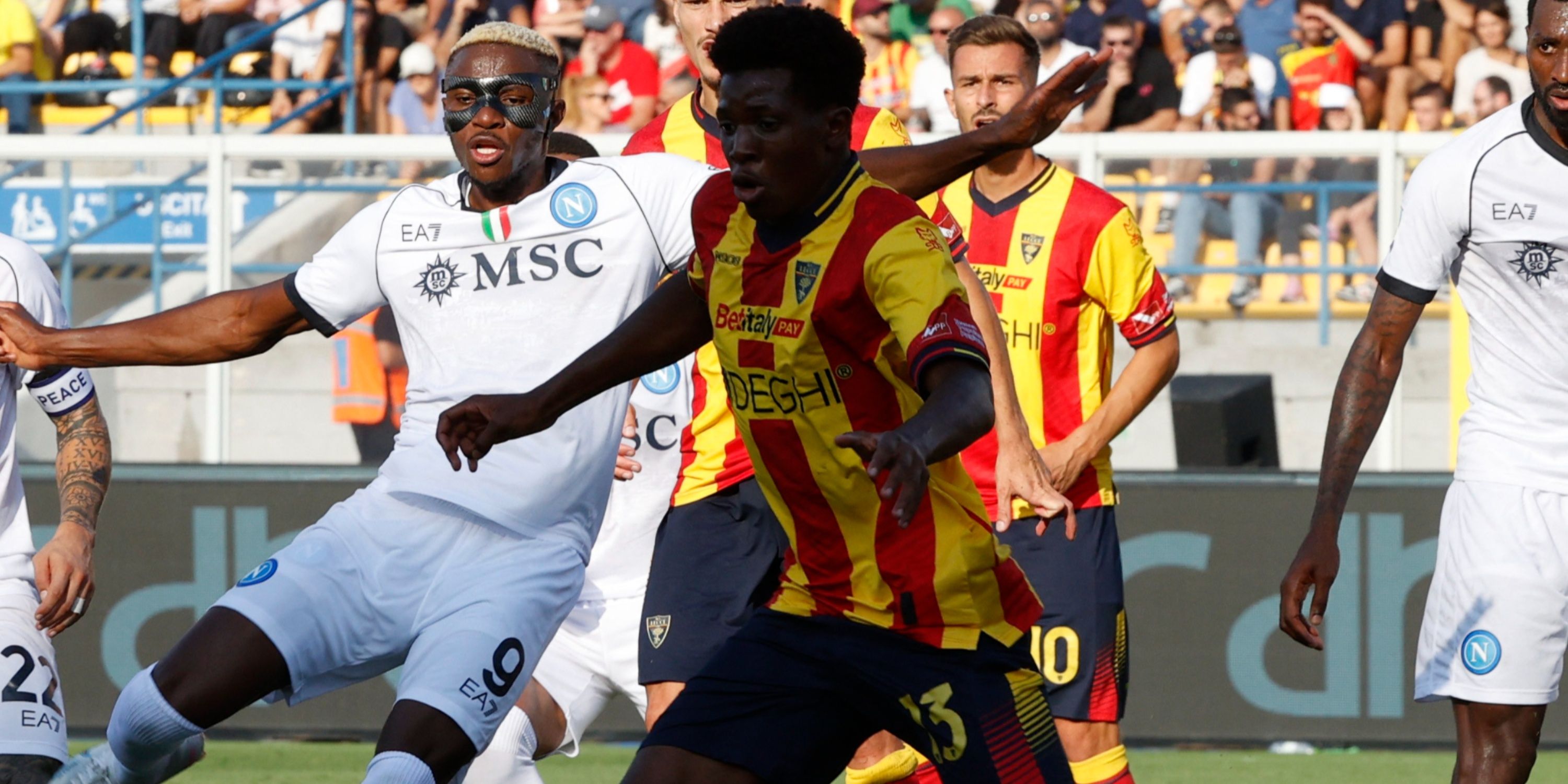 Lecce's Patrick Dorgu in action