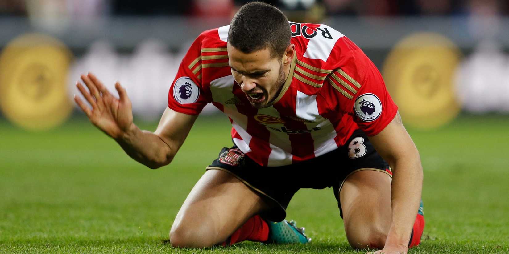 Jack Rodwell at Sunderland slams the ground.