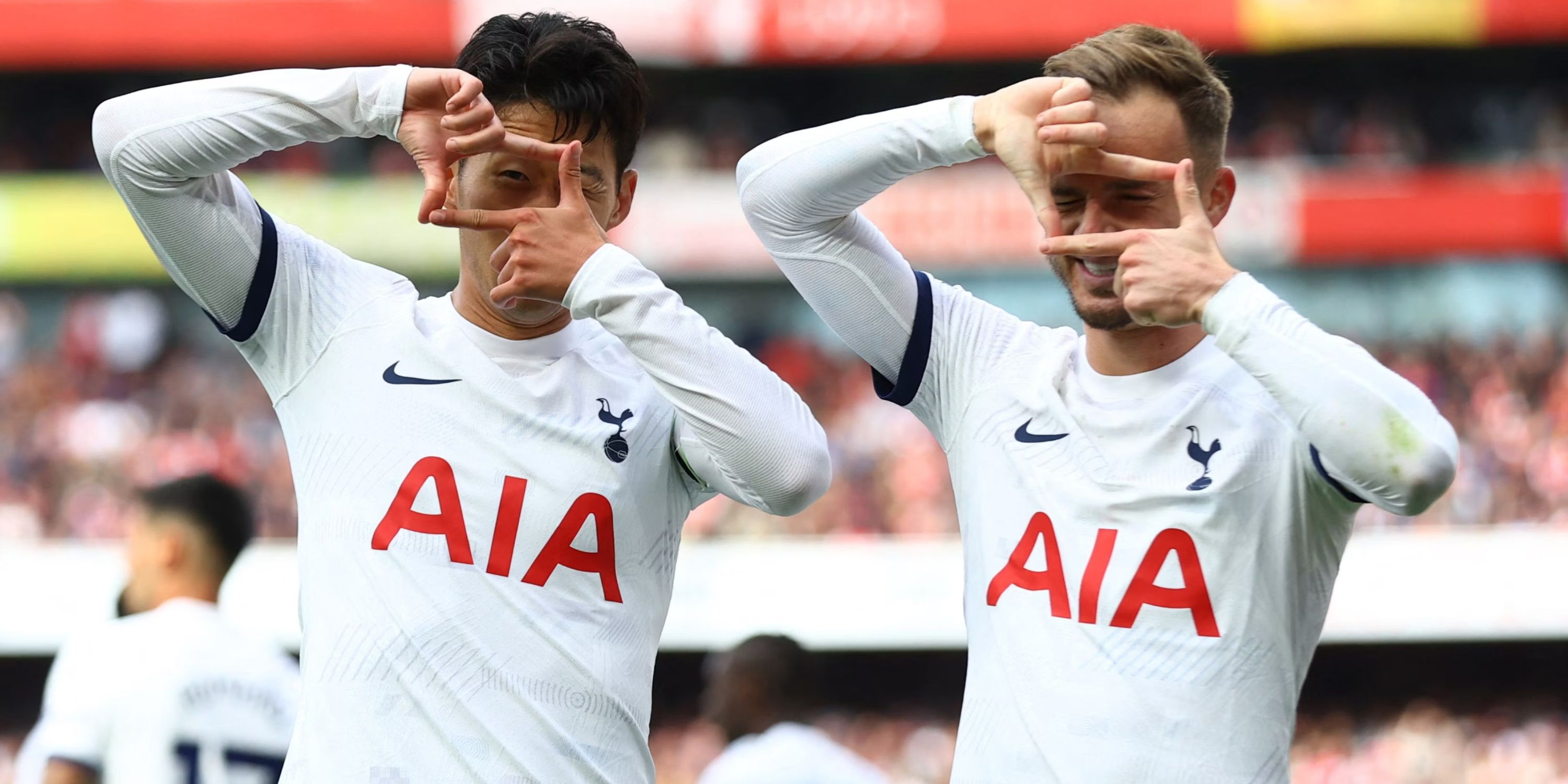 Tottenham Hotspur forwards James Maddison and Heung-min Son