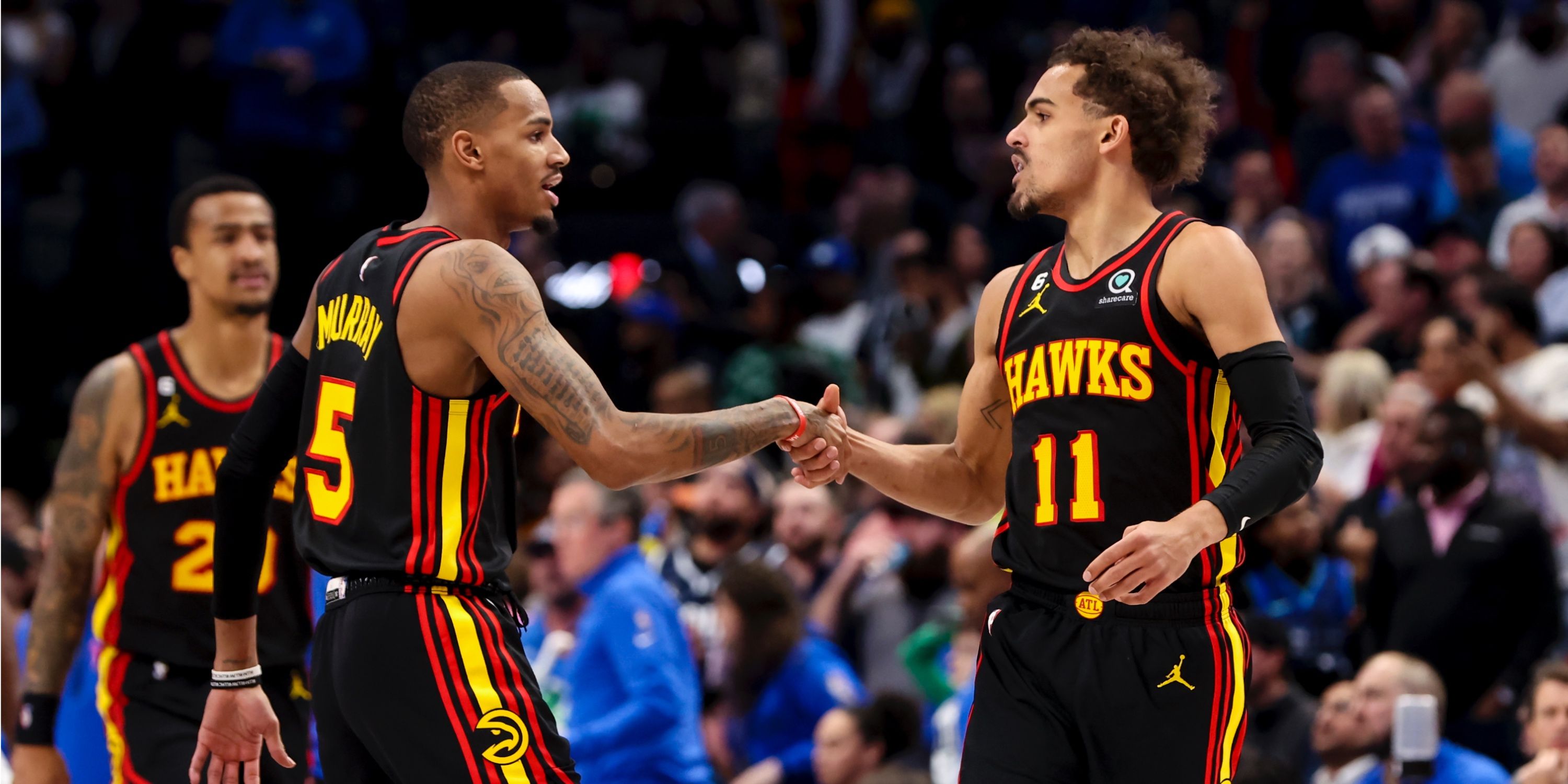 Trae Young and Dejounte Murray of the Atlanta Hawks