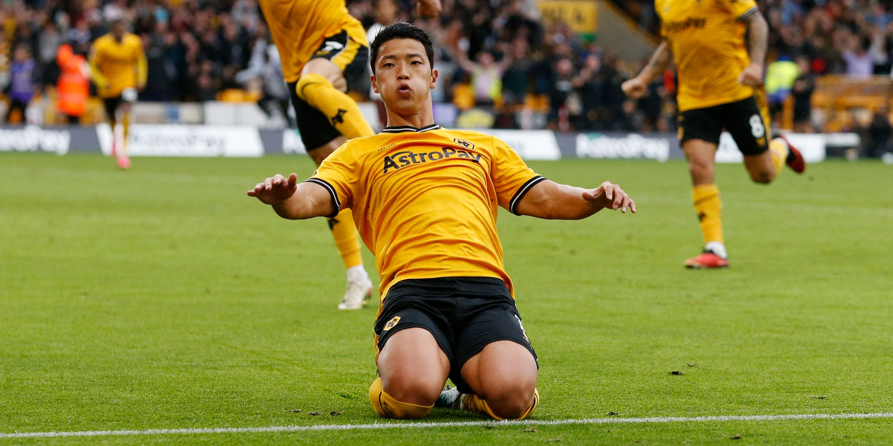 Wolverhampton Wanderers' Hwang Hee-chan celebrates scoring