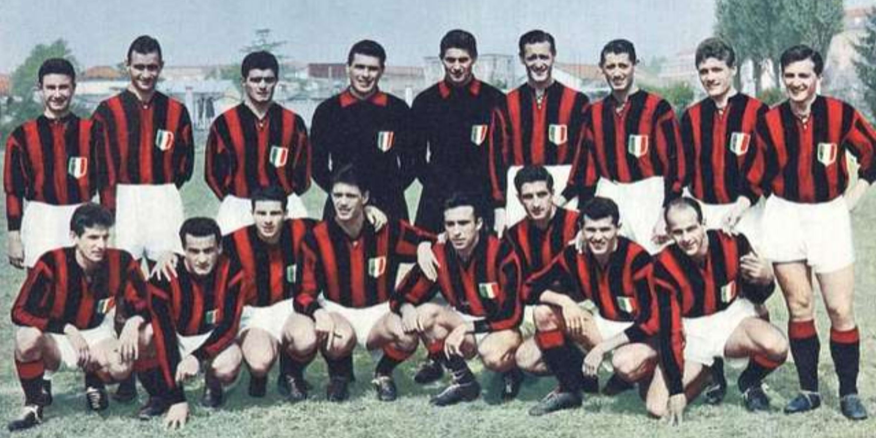 AC Milan line up for a team photo. 