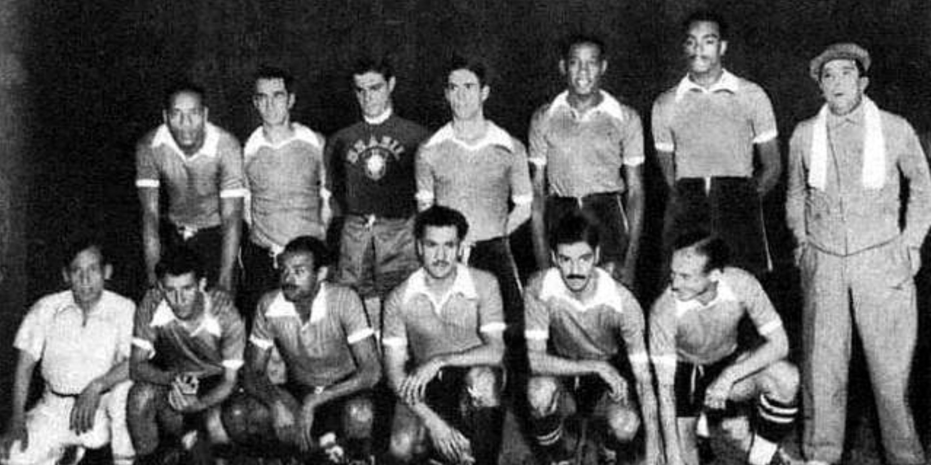 The Brazil line-up poses for a team photo. 