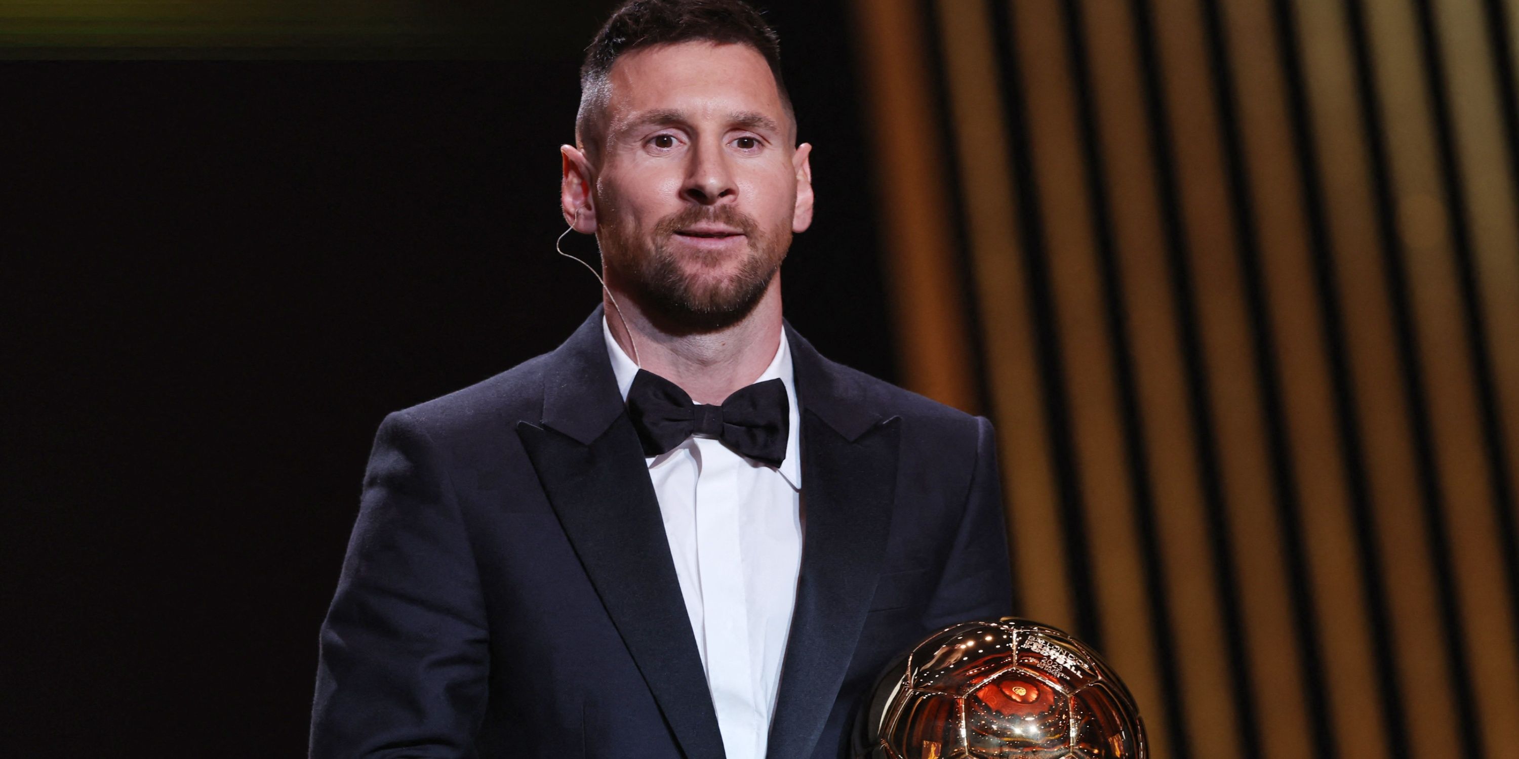 Inter Miami's Lionel Messi with the men's Ballon d'Or