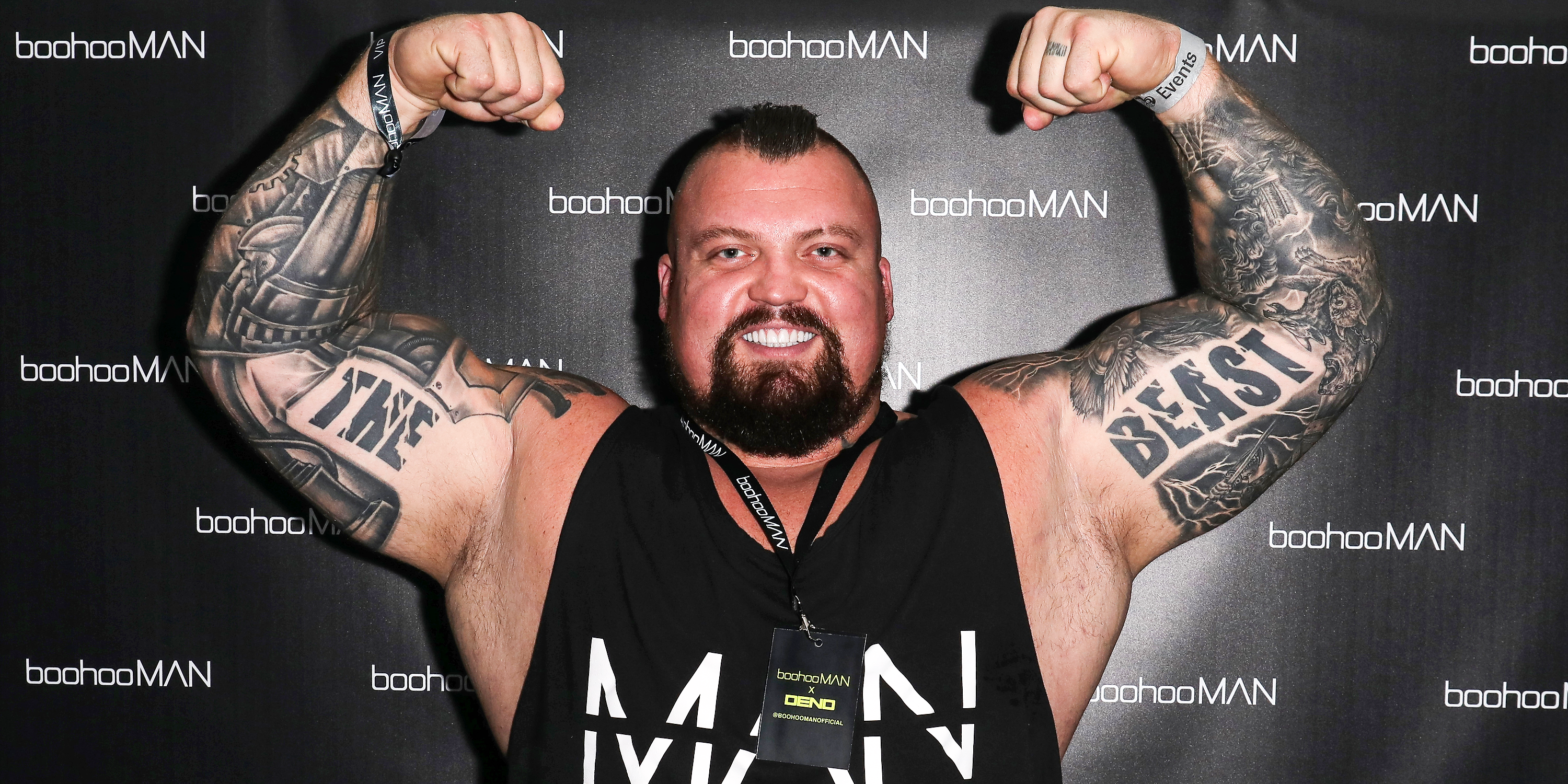Eddie Hall flexes his muscles