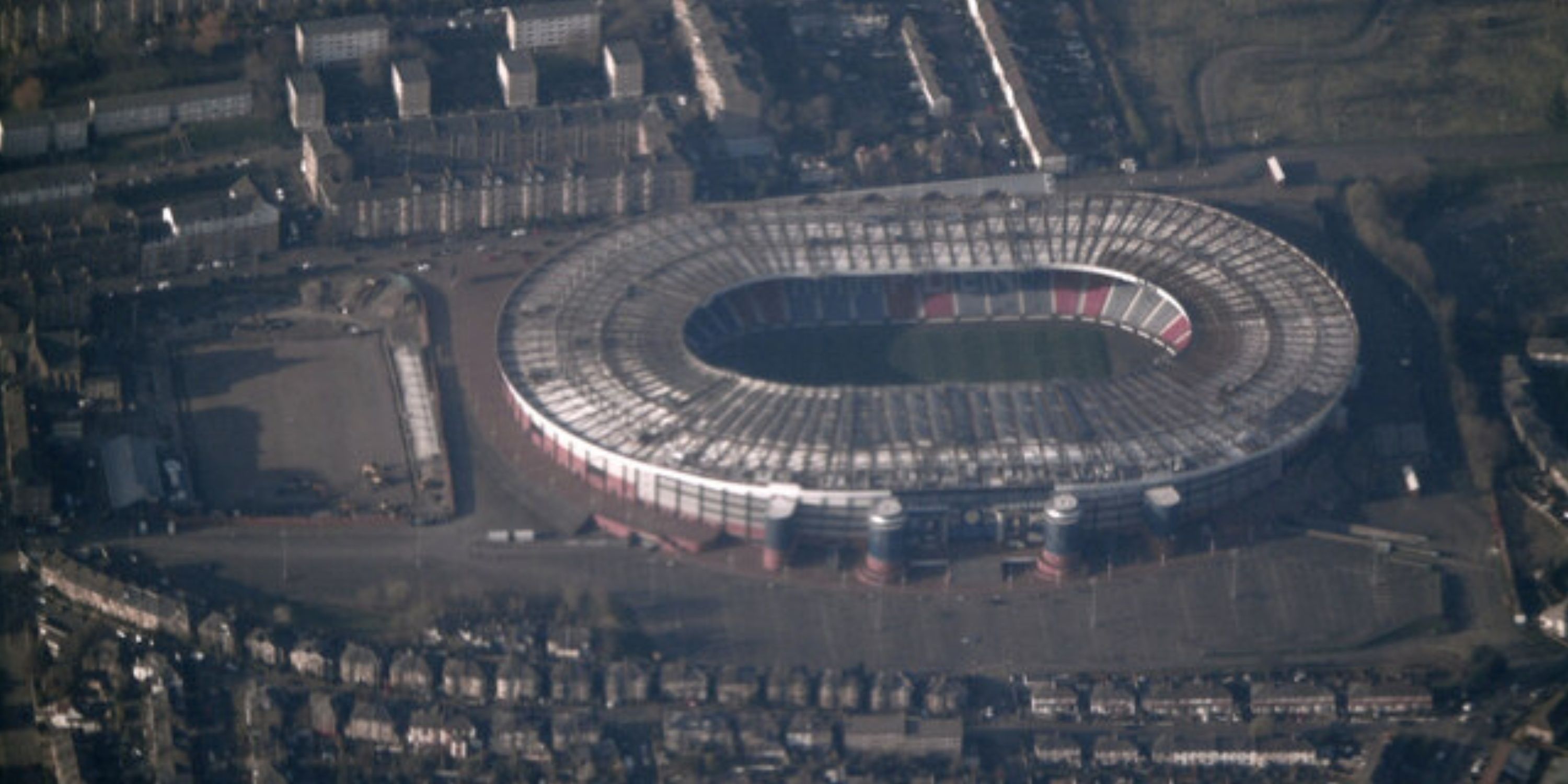 Aerial shot of Hampden Park in Glasgow.