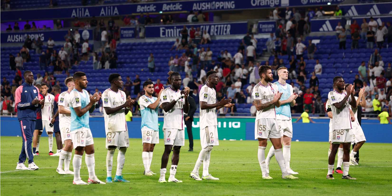 Lyon players after the PSG defeat