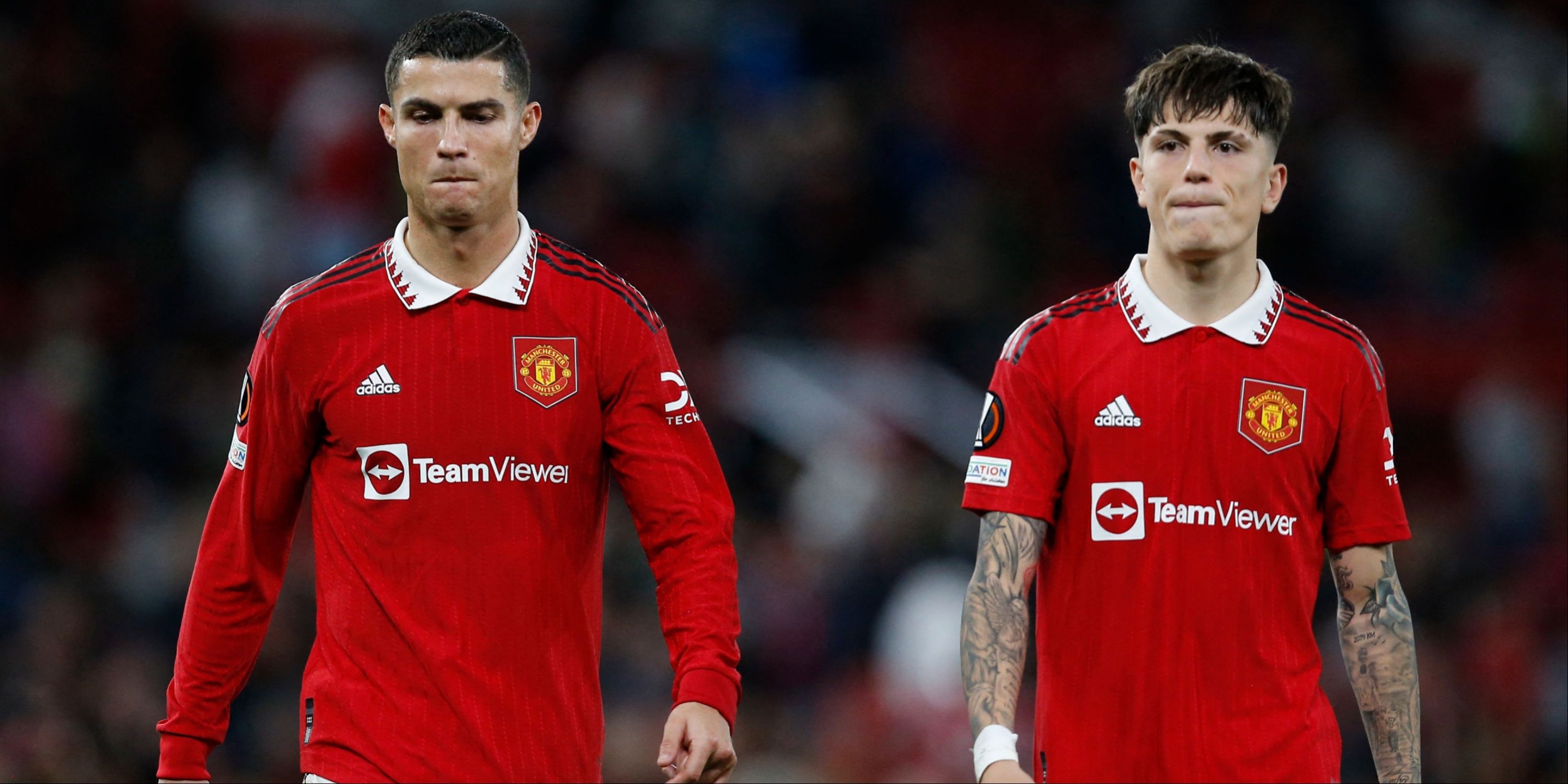 Manchester United's Cristiano Ronaldo and Alejandro Garnacho