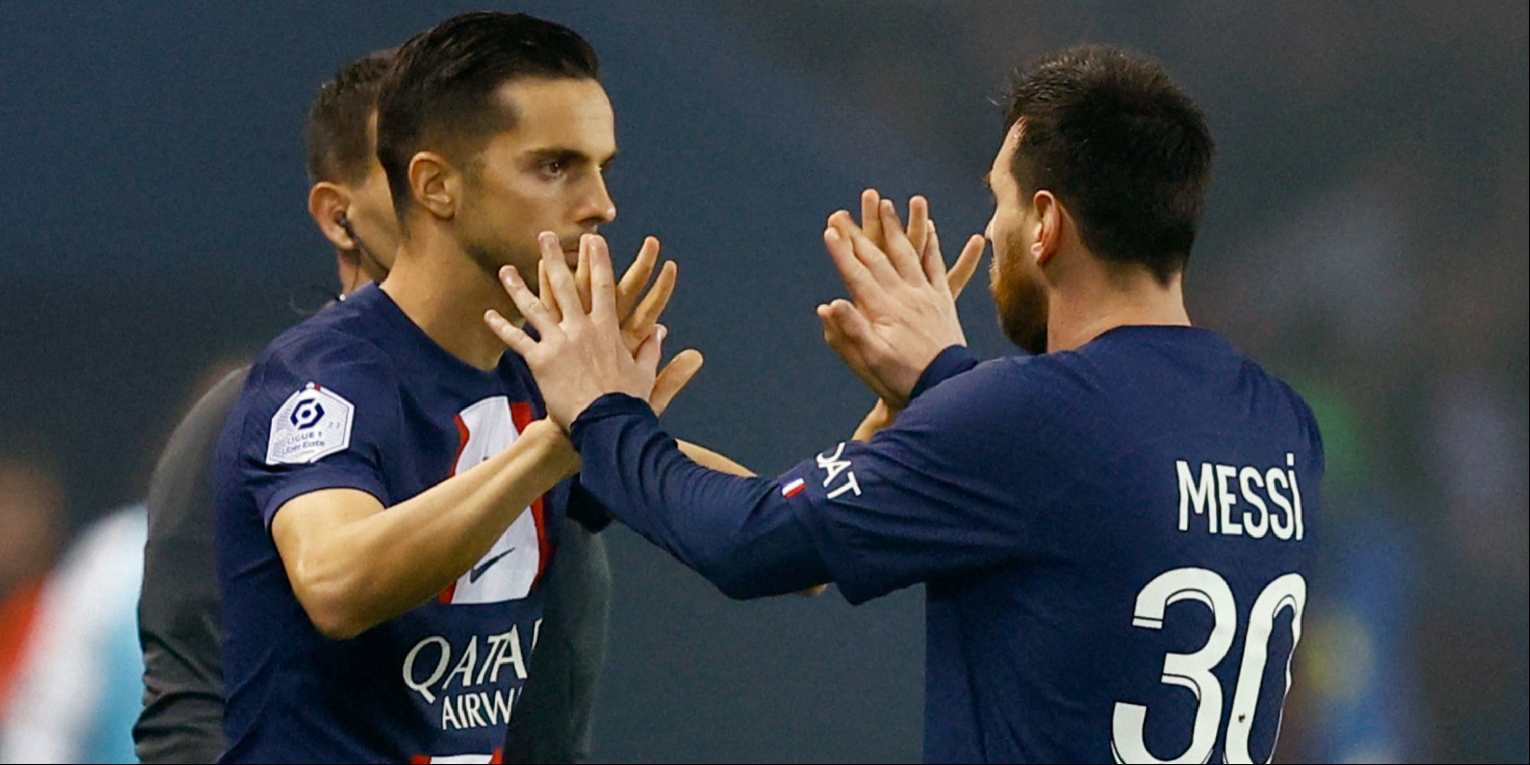 Paris St Germain's Pablo Sarabia comes on as a substitute to replace Lionel Messi