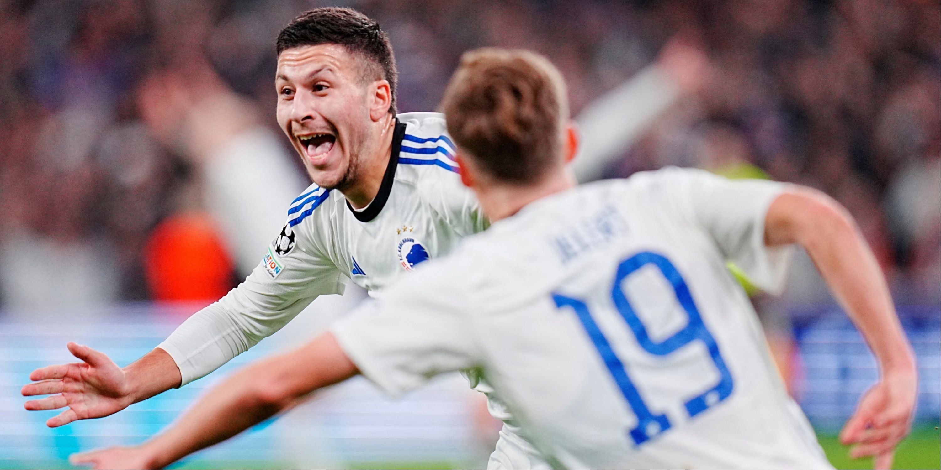 FC Copenhagen's Roony Bardghji celebrates scoring their fourth goal vs Man Utd