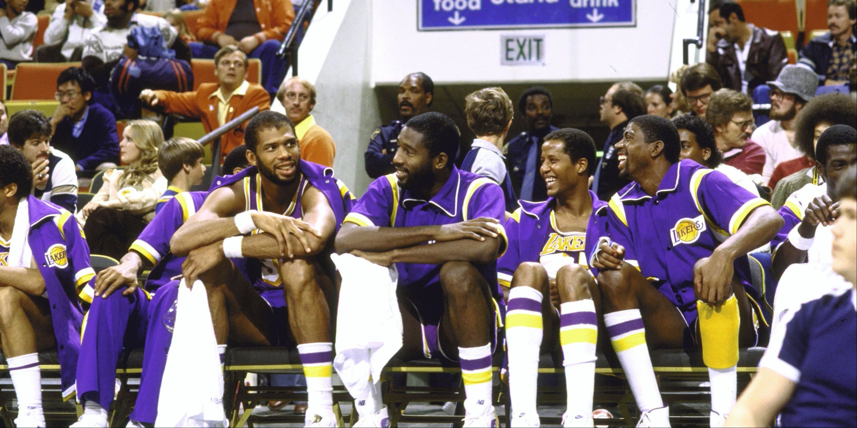 Magic Johnson, Kareem Abdul-Jabbar, and James Worthy