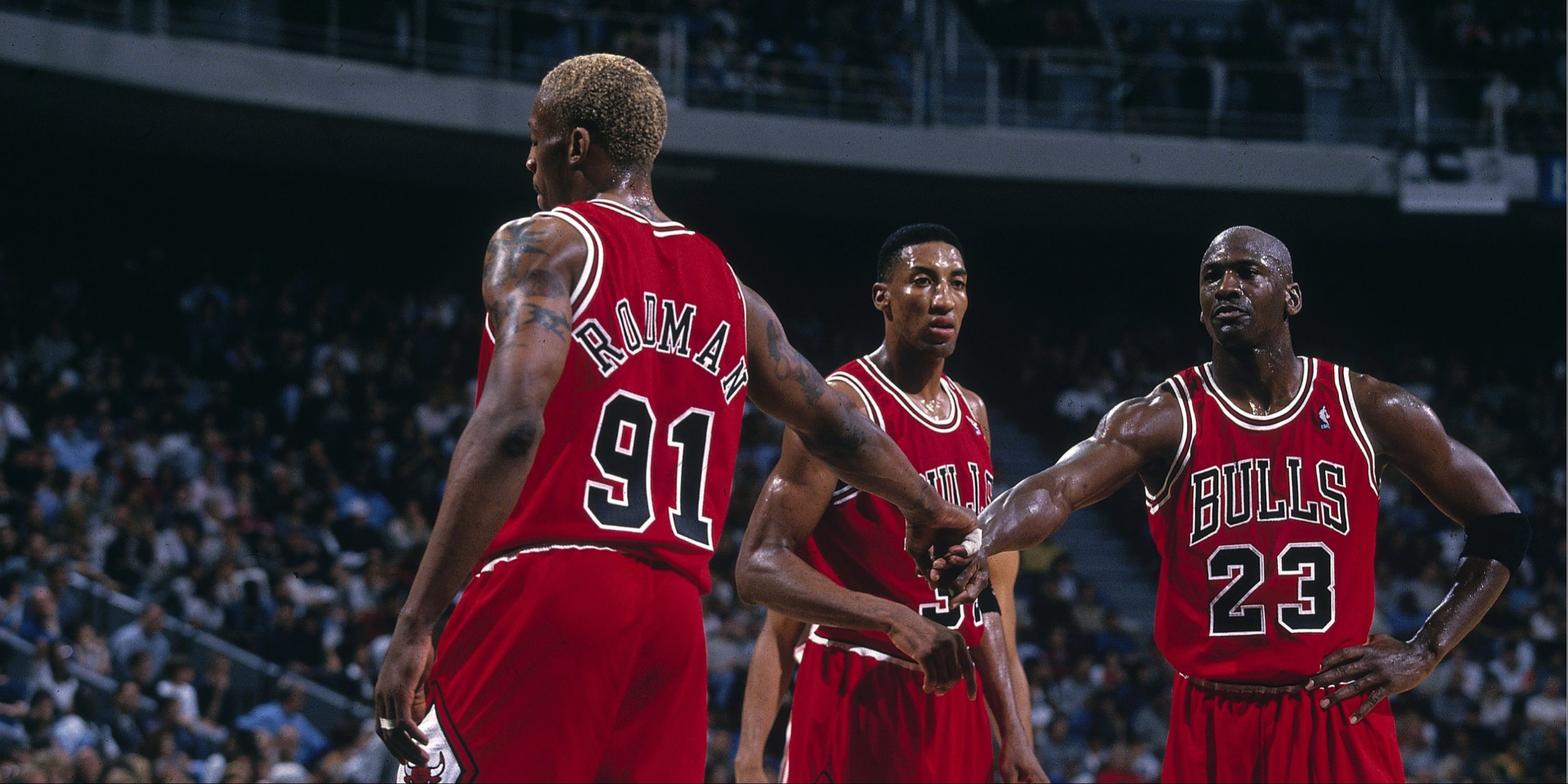 Michael Jordan, Scottie Pippen, and Dennis Rodman