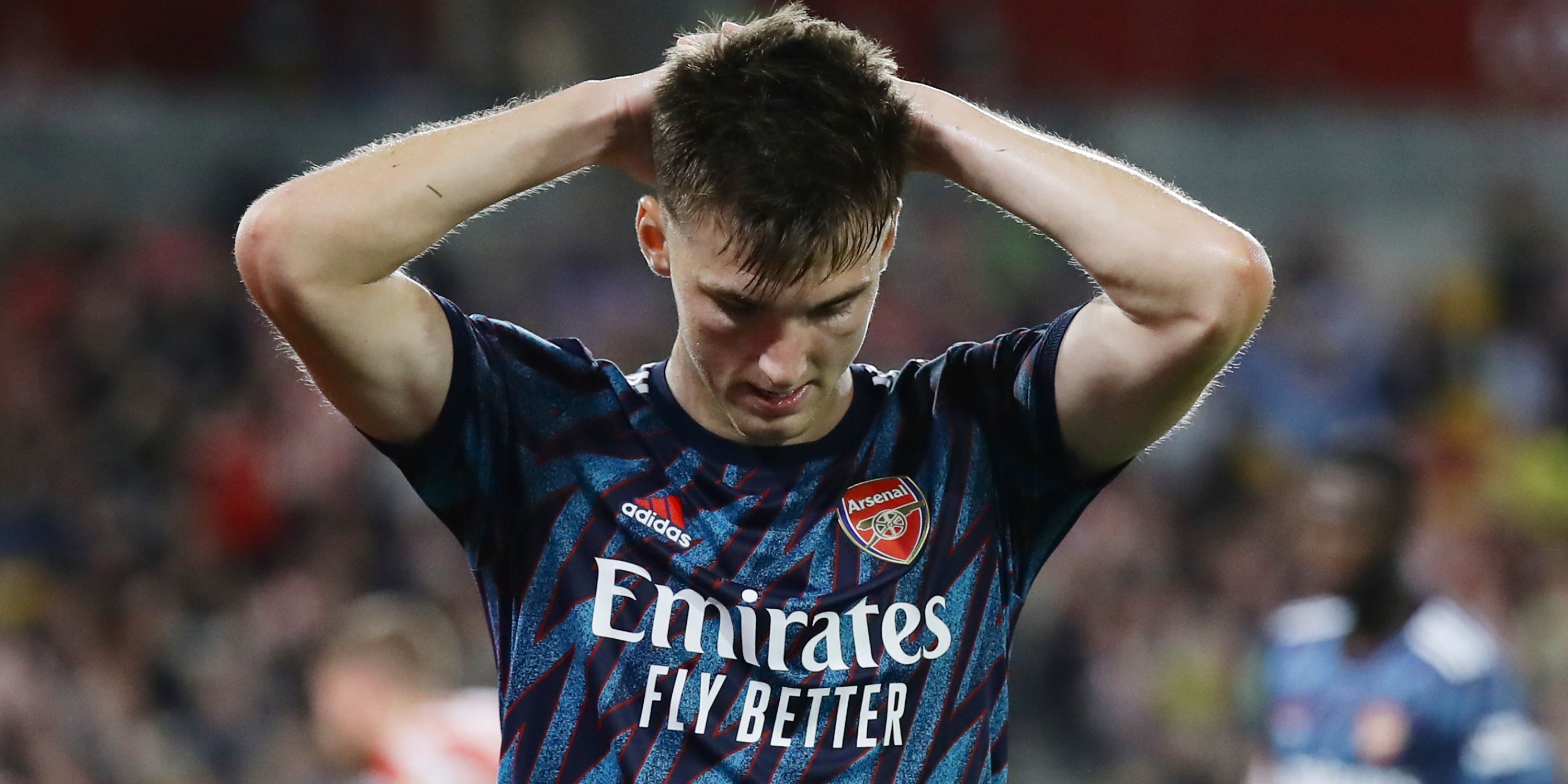 Arsenal's Kieran Tierney looks dejected
