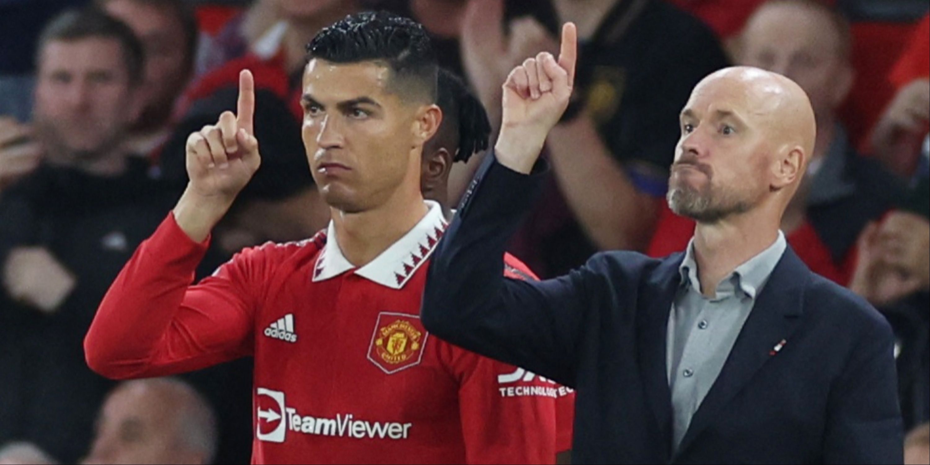 Manchester United's Cristiano Ronaldo with manager Erik ten Hag