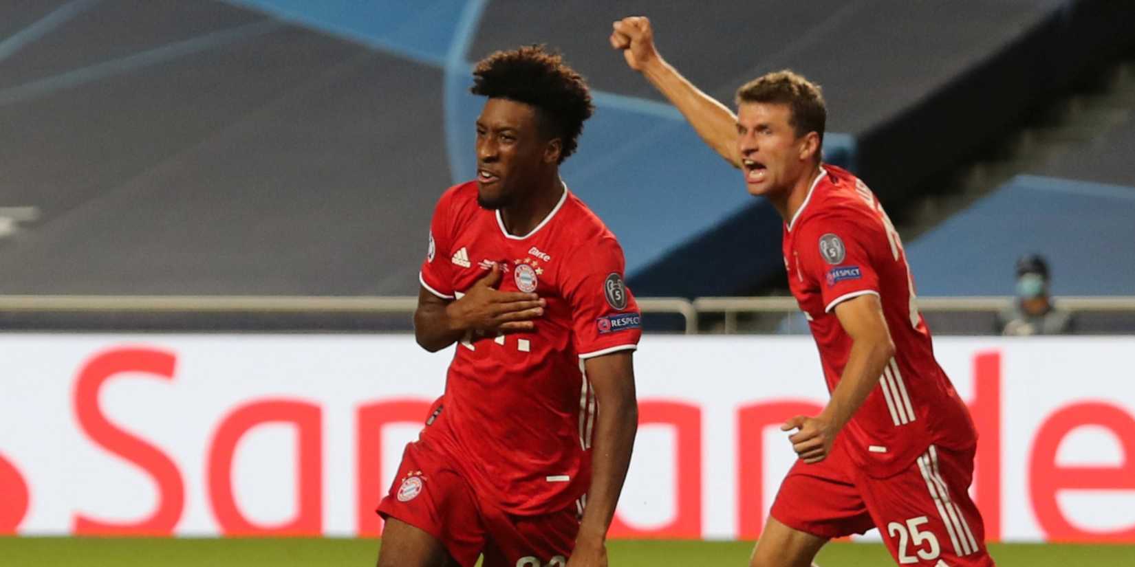Bayern Munich's Kingsley Coman celebrates scoring