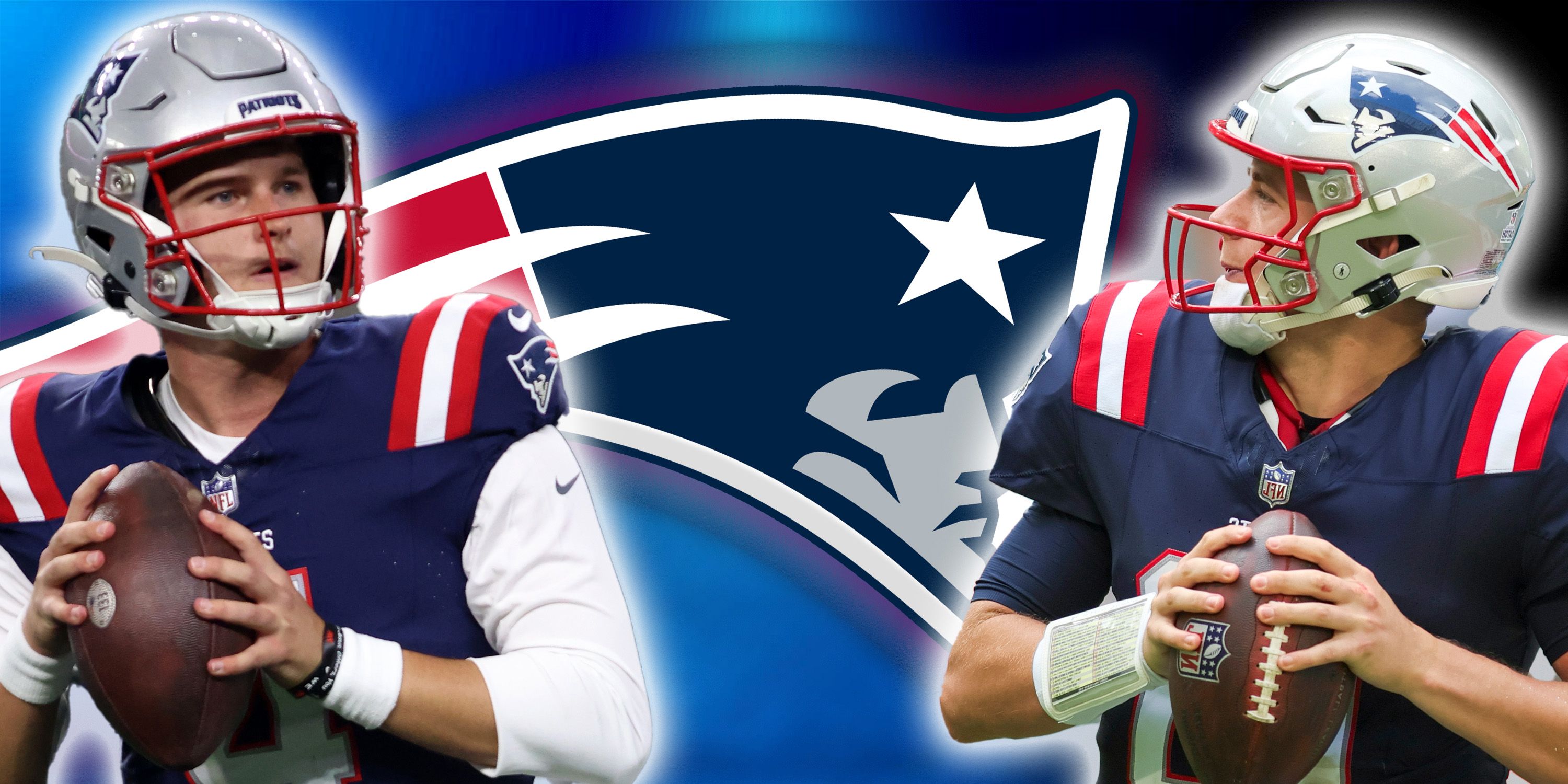 New England Patriots quarterbacks Mac Jones and Bailey Zappe
