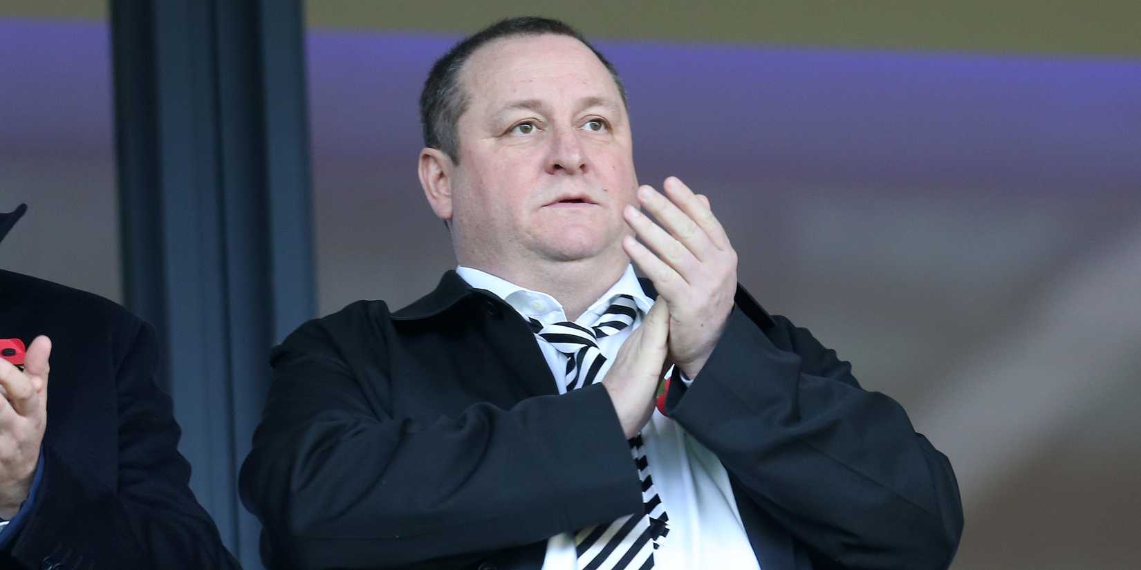 Newcastle owner Mike Ashley looks on