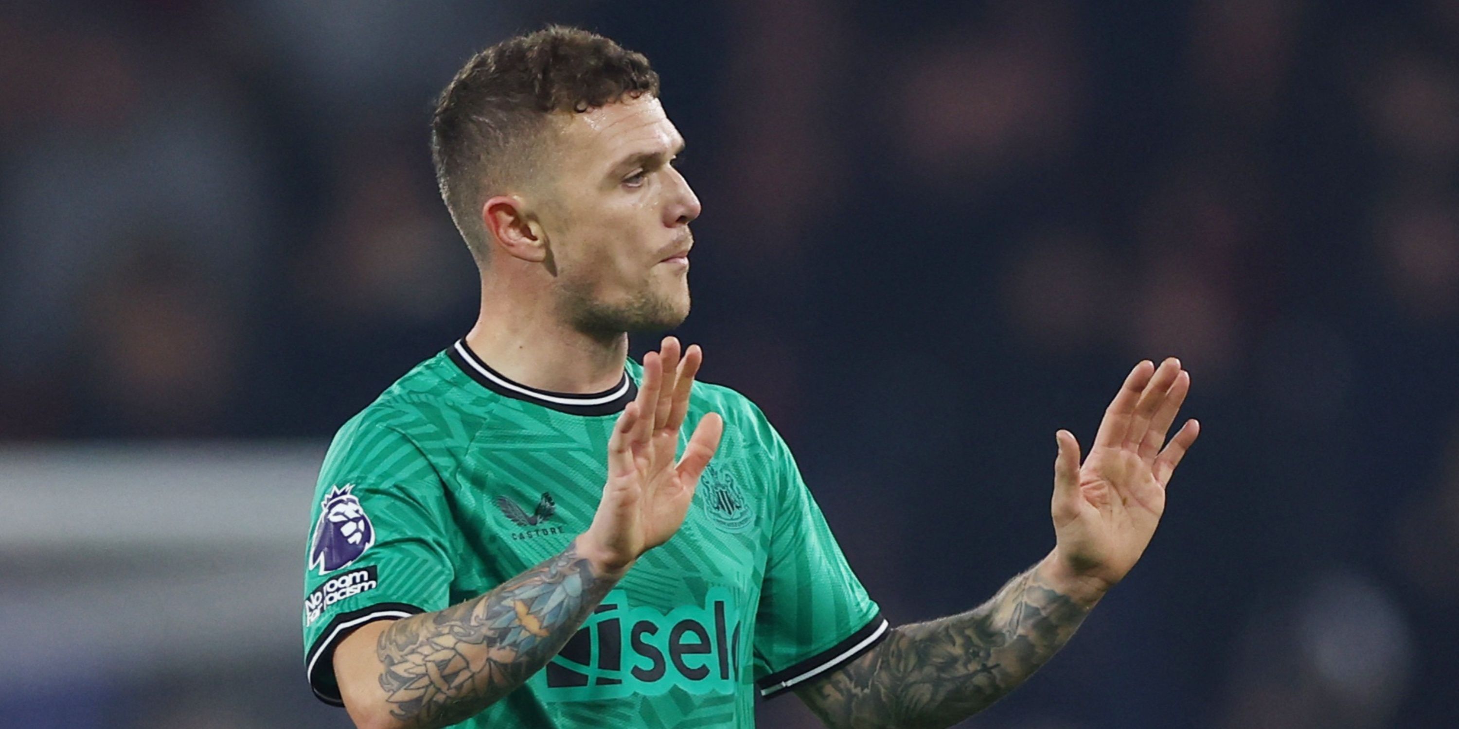 Newcastle United's Kieran Trippier gestures to fans after the match