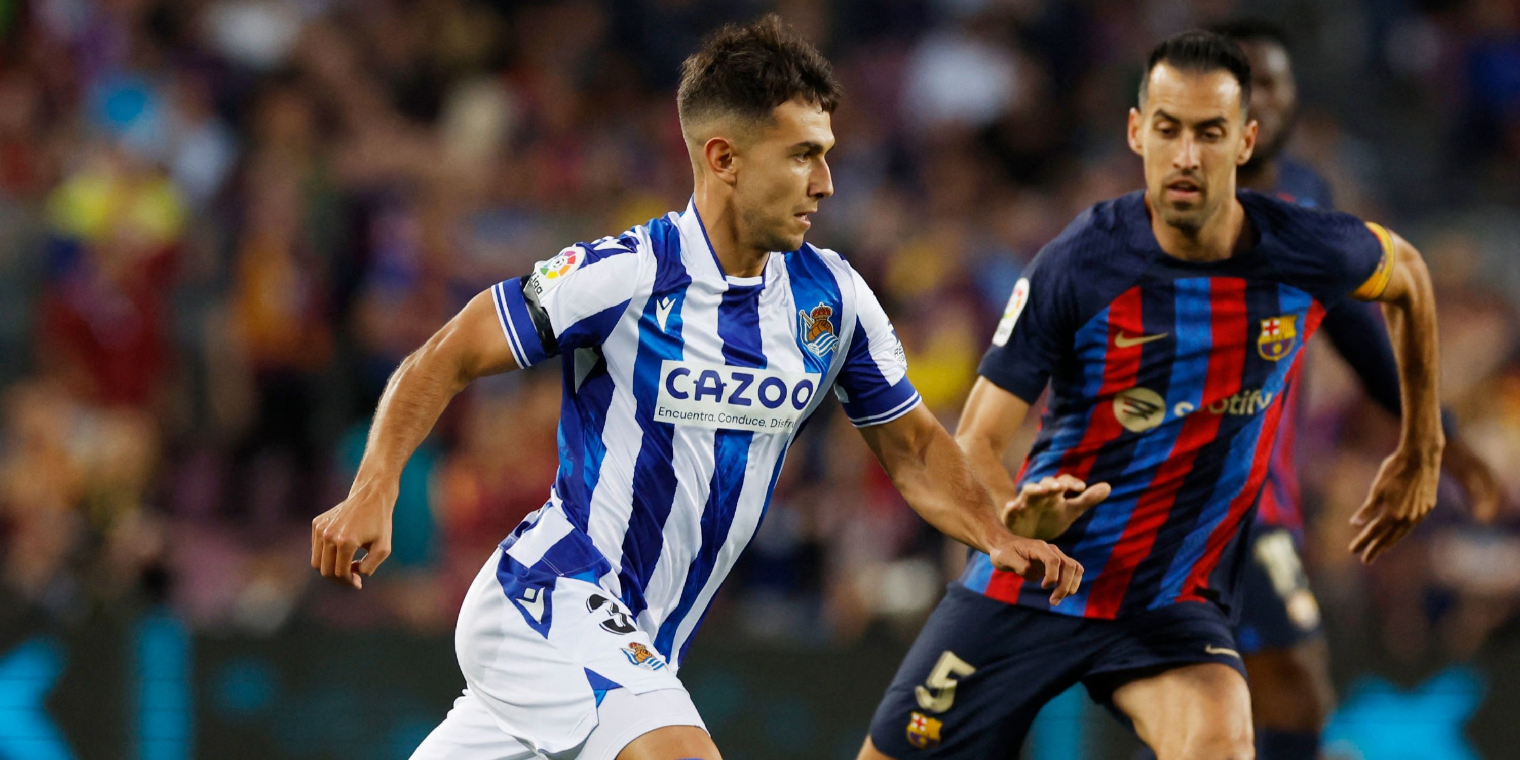 Real Sociedad's Martin Zubimendi running with the ball