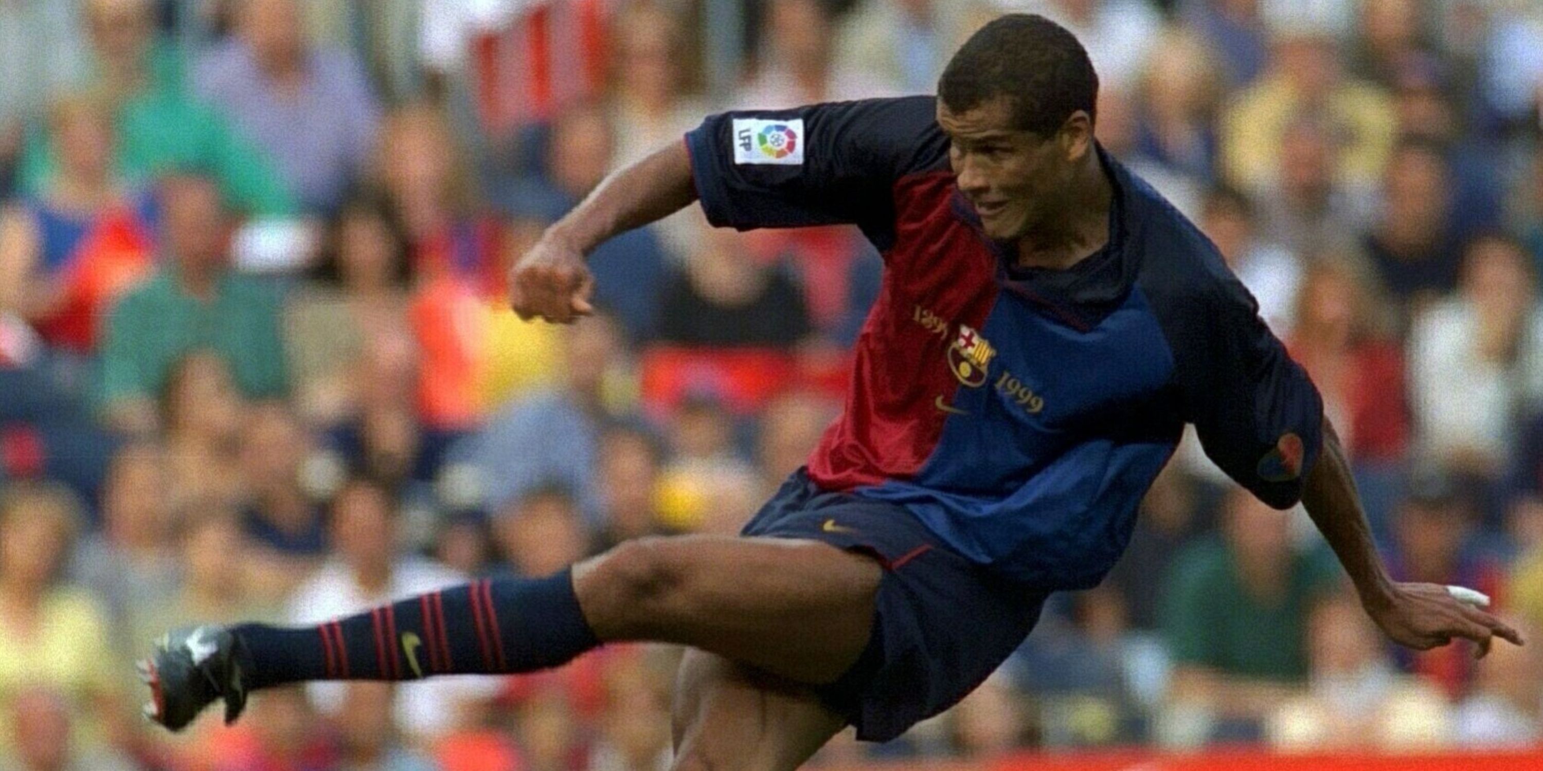 Barcelona's Rivaldo strikes the ball. 