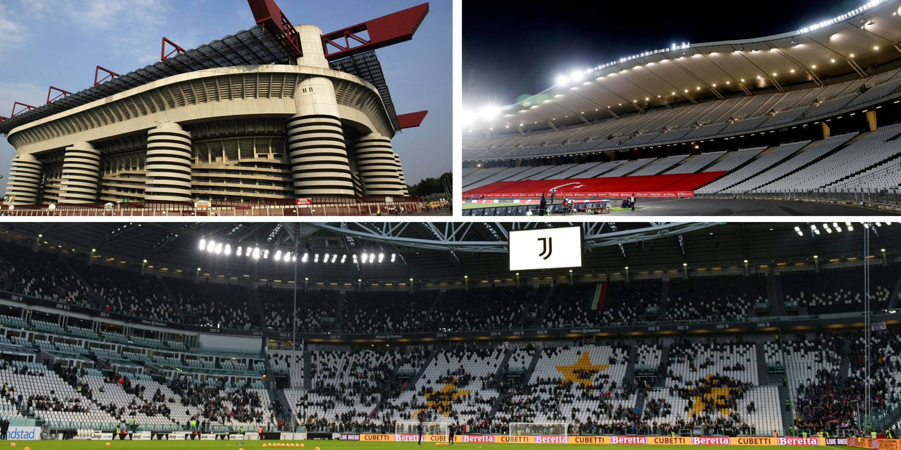 San Siro, Ataturk Olypic Stadium, and Juventus Stadium