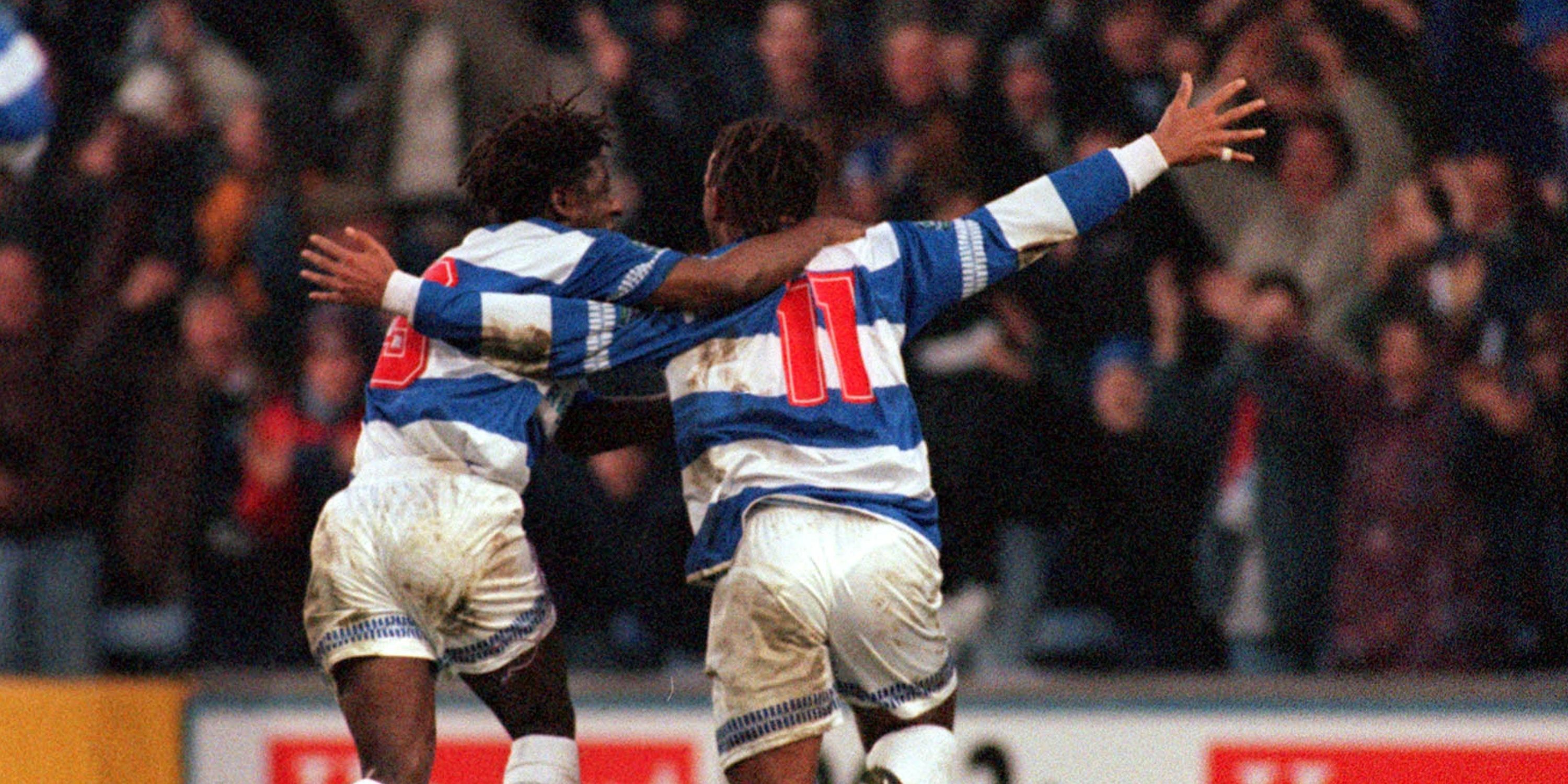 Trevor Sinclair celebrates scoring for QPR. 