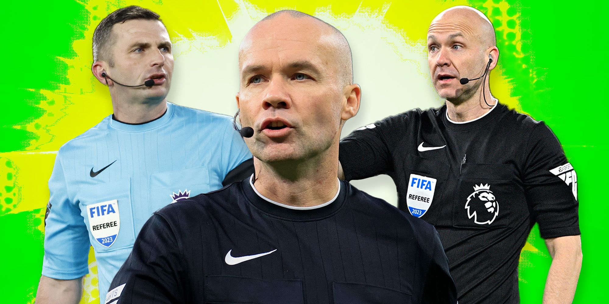 Collage featuring Michael Oliver, Paul Tierney and Anthony Taylor.