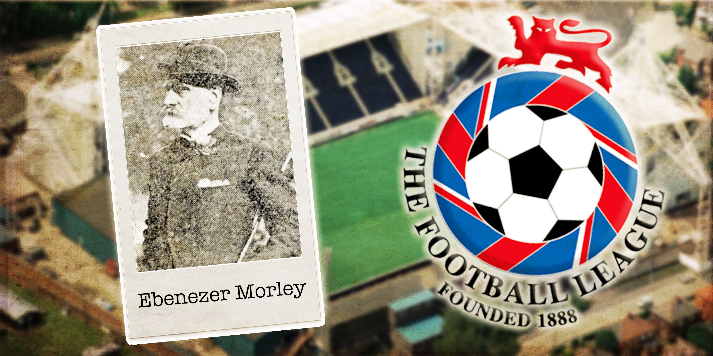 A black and white photograph of Ebenezer Morley with the Football League logo.