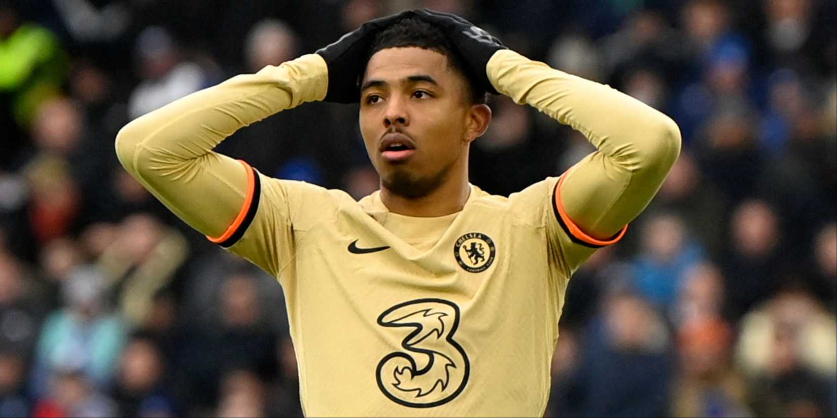 Chelsea's Wesley Fofana looking dejected.