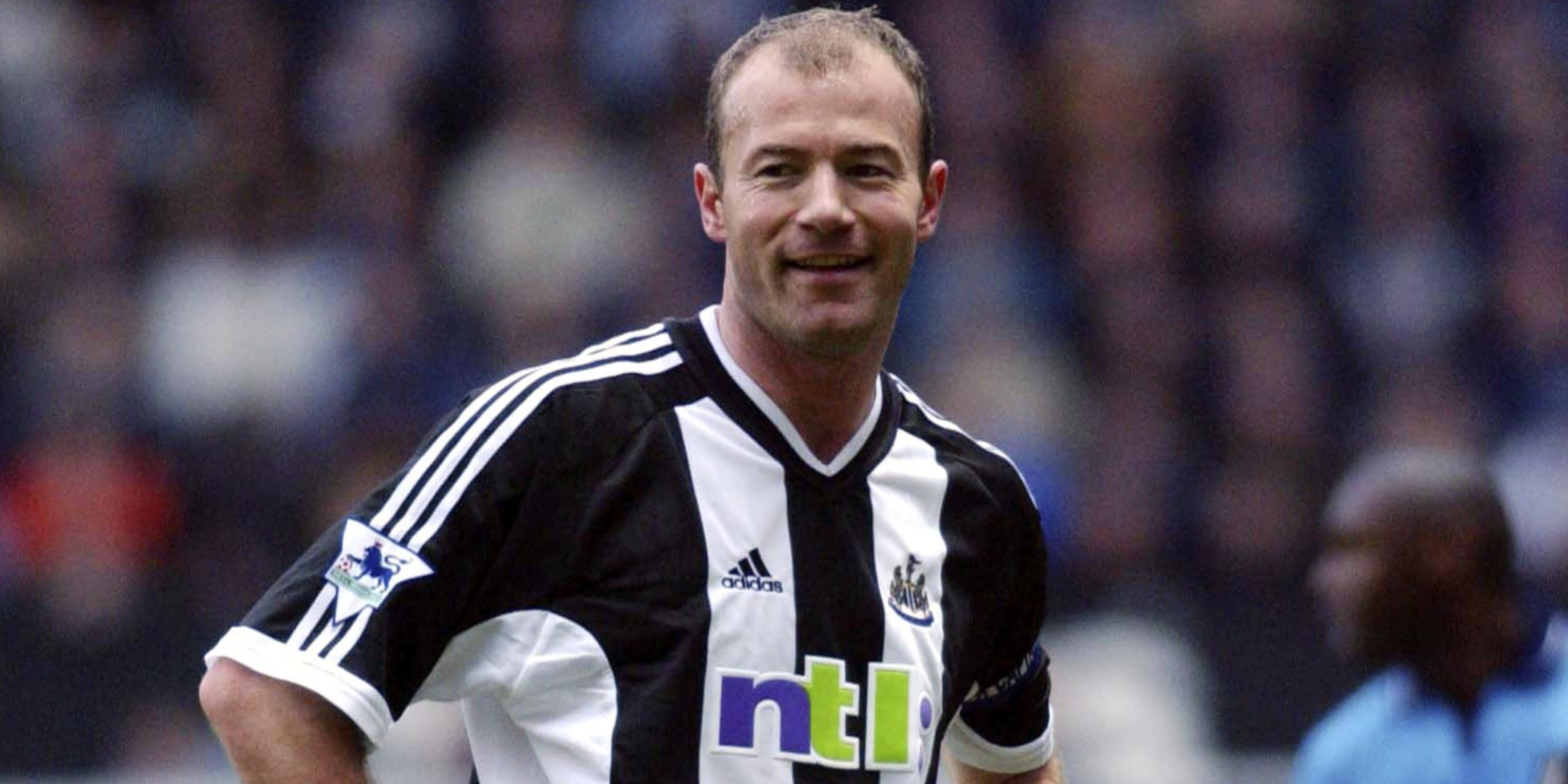 Newcastle's Alan Shearer following his 1st minute goal vs Man City