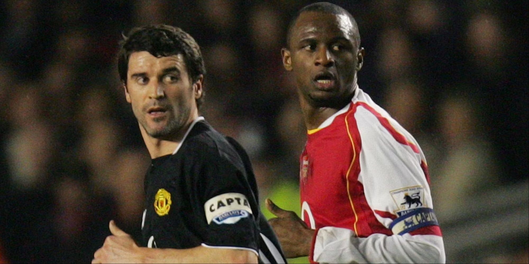 Manchester United's captain Keane and Arsenal's captain Vieira