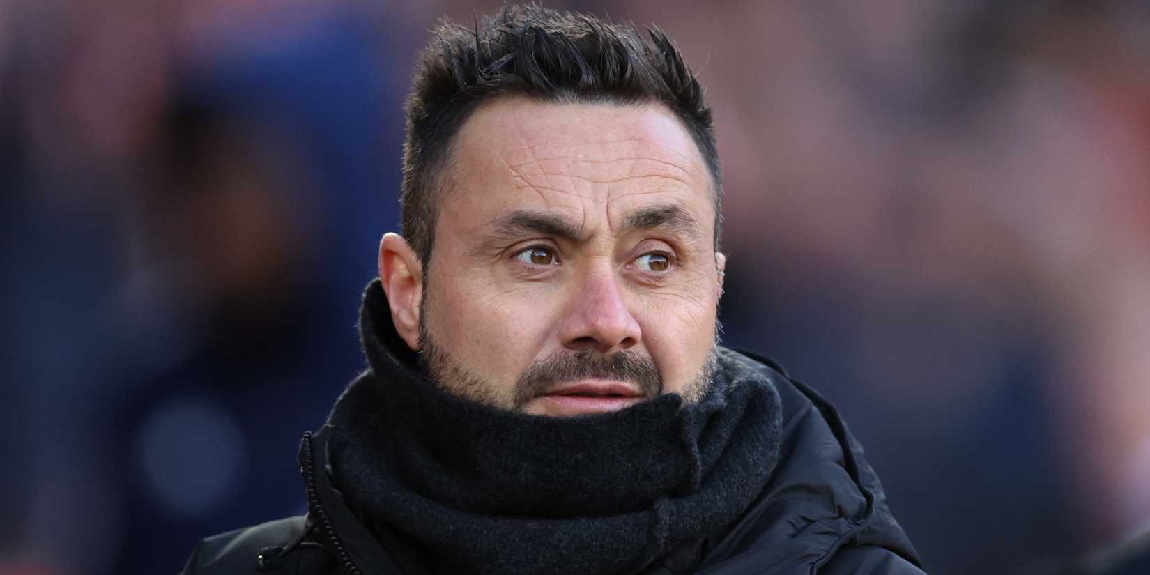 Brighton manager Roberto De Zerbi looks on