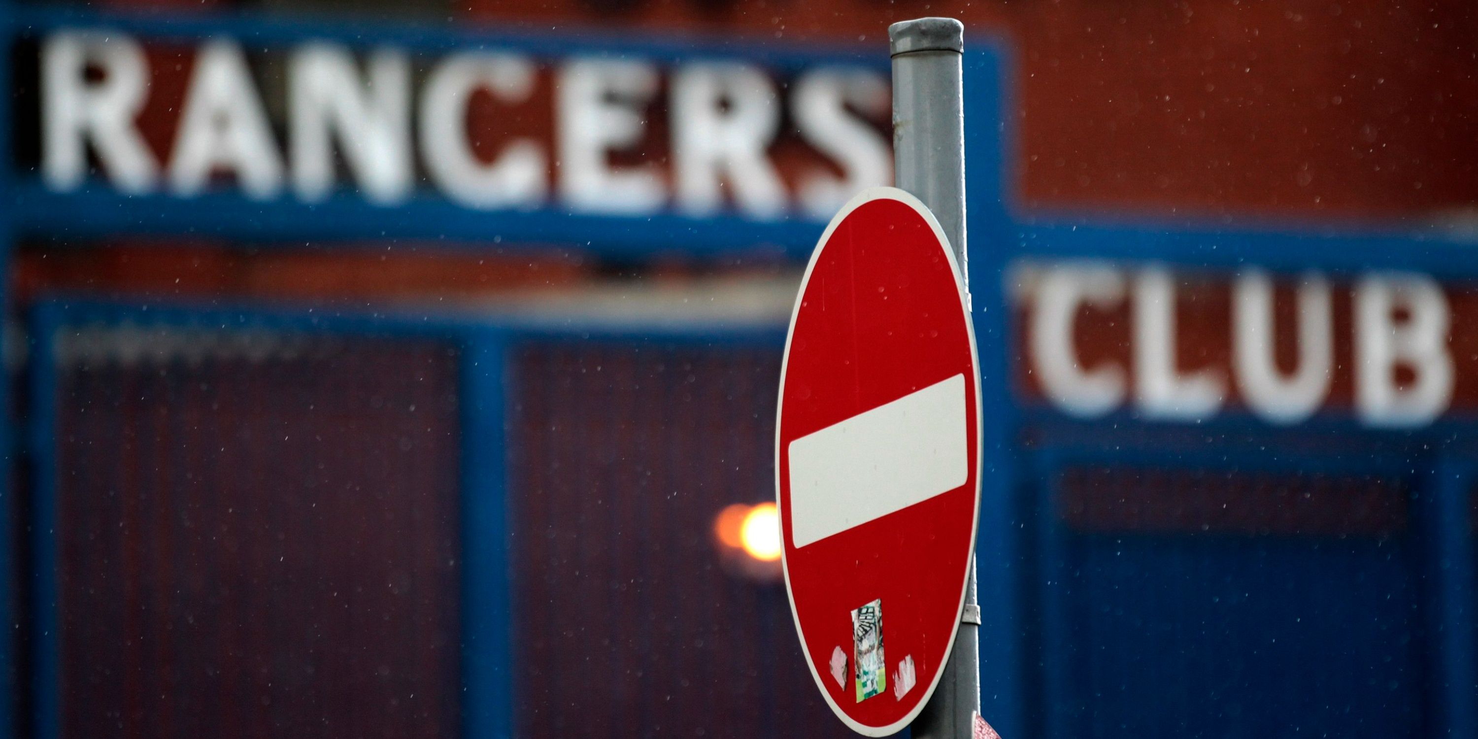 Stop sign outside ofÂ Rangers' Ibrox stadium