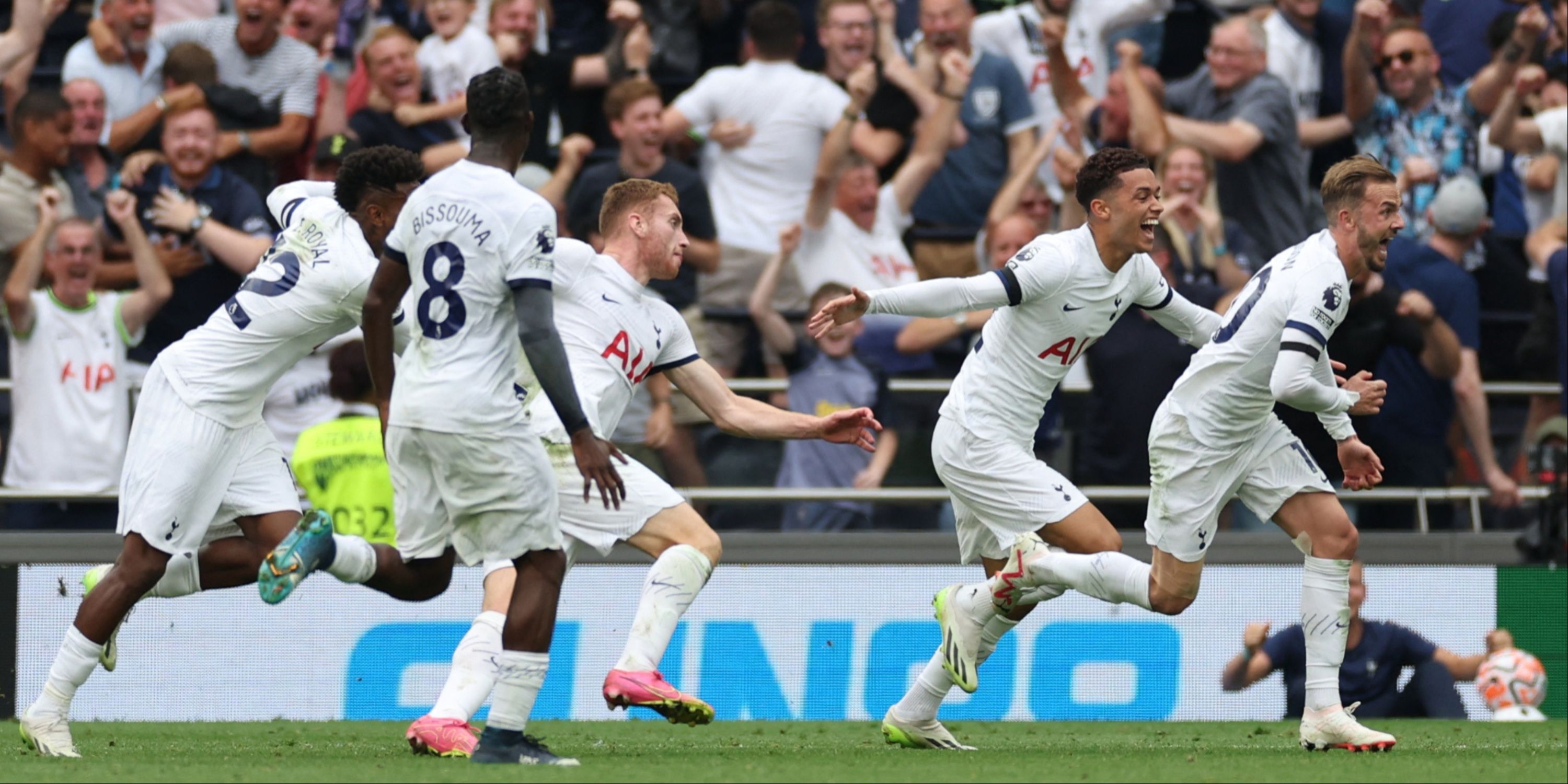Tottenham Hotspur's Dejan Kulusevski celebrates vs Sheffield United
