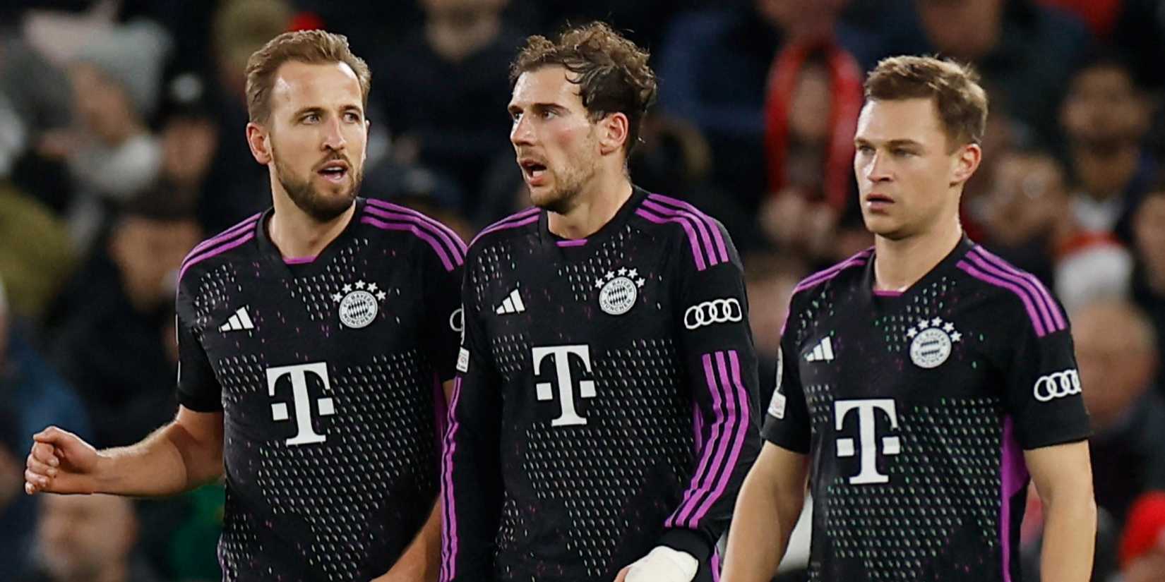 Bayern Munich's Harry Kane, Leon Goretzka and Joshua Kimmich