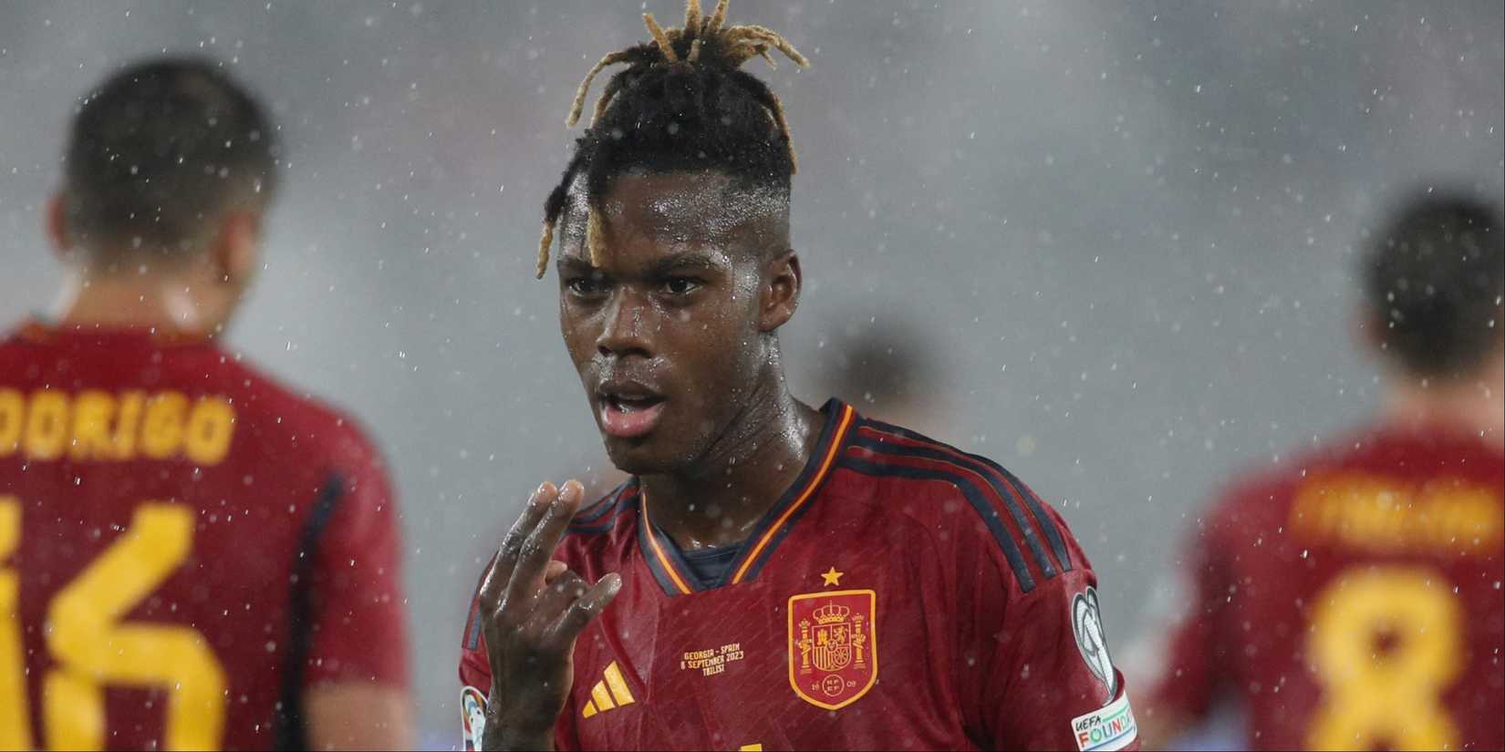 Spain international Nico Williams celebrating