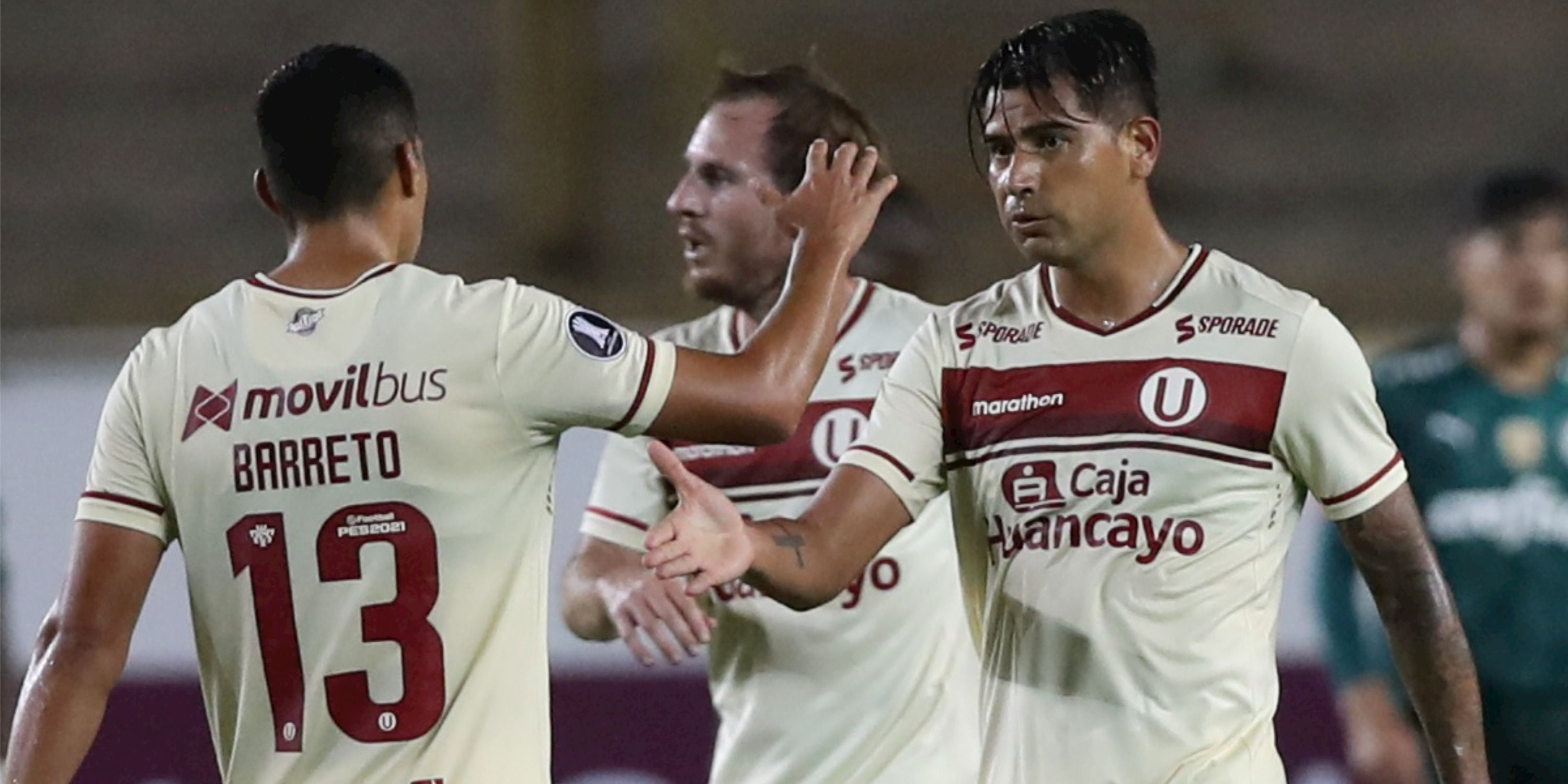 Universitario's Enzo Gutierrez celebrates scoring