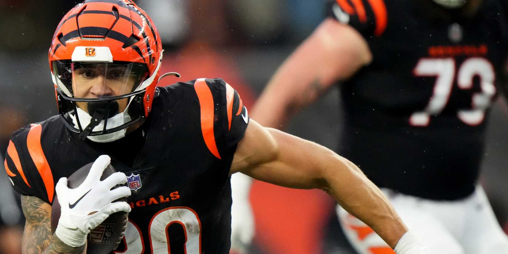 Chase Brown runs the ball for the Bengals