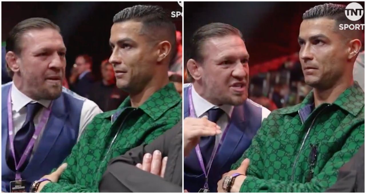 Cristiano Ronaldo Looking Unimpressed To Be Sat Next To Conor Mcgregor