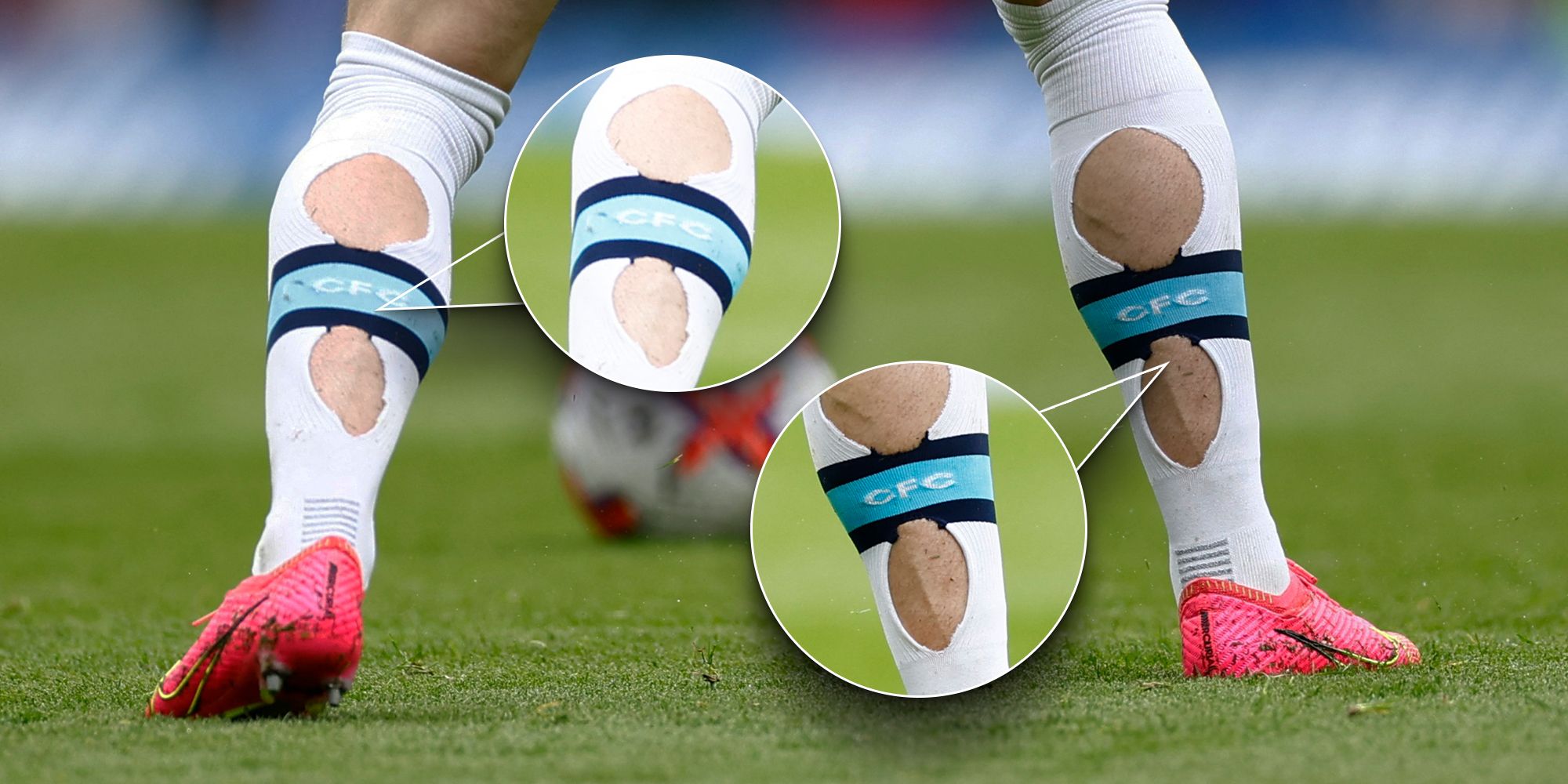 The reason why footballers cut holes in their socks