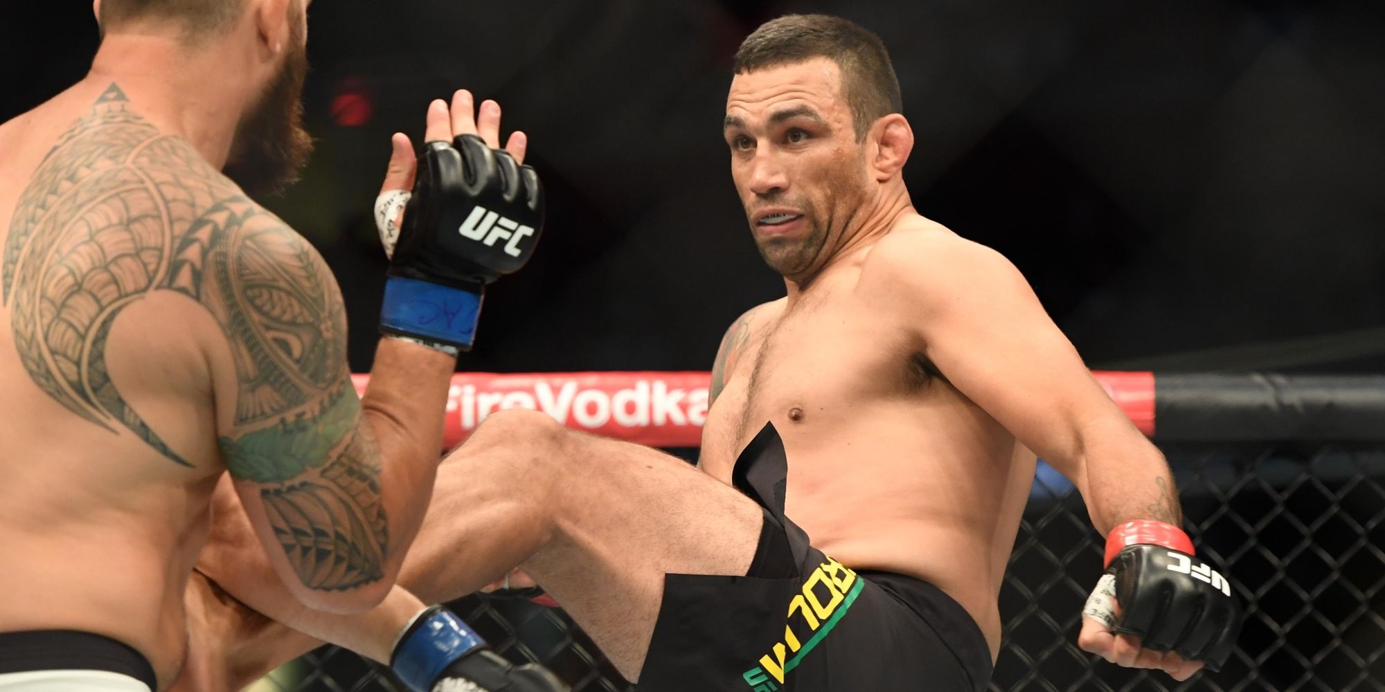 Fabrício Werdum lands a kick in the UFC