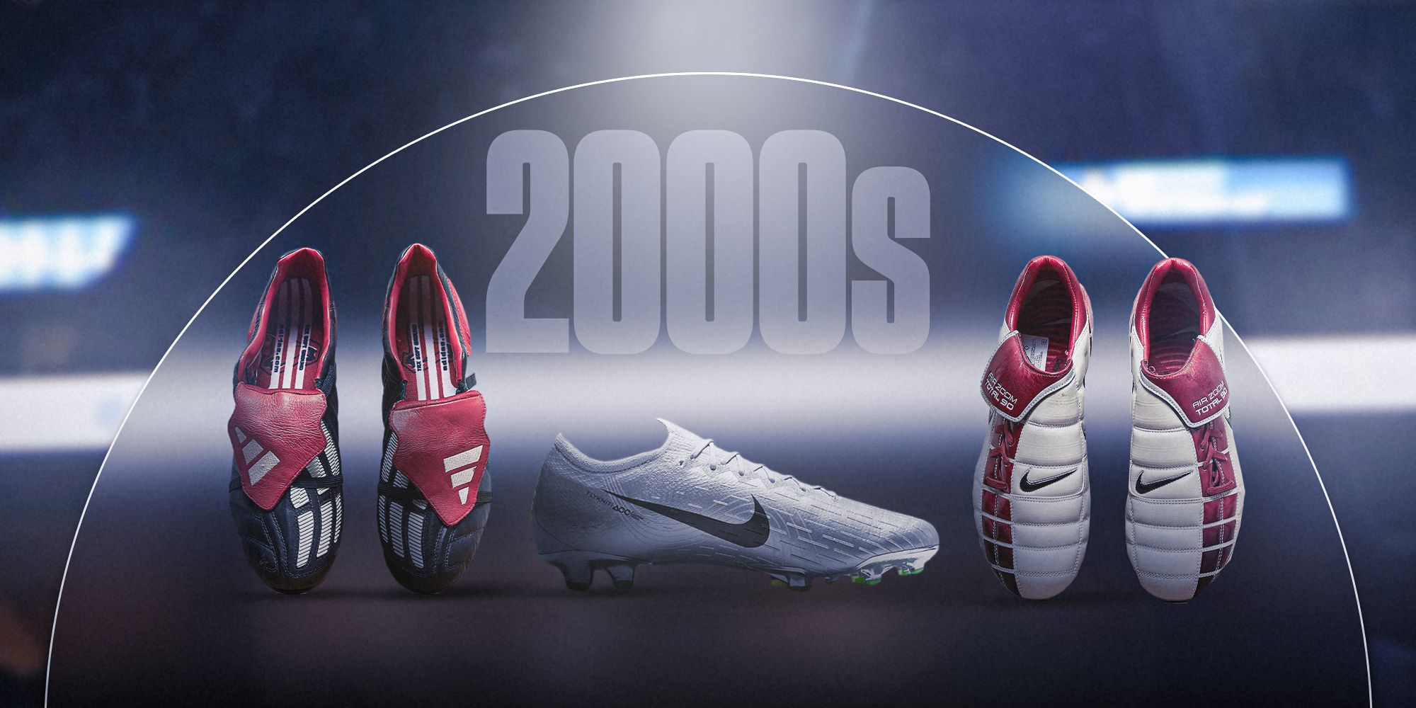 Collage of football boots from 2000s.