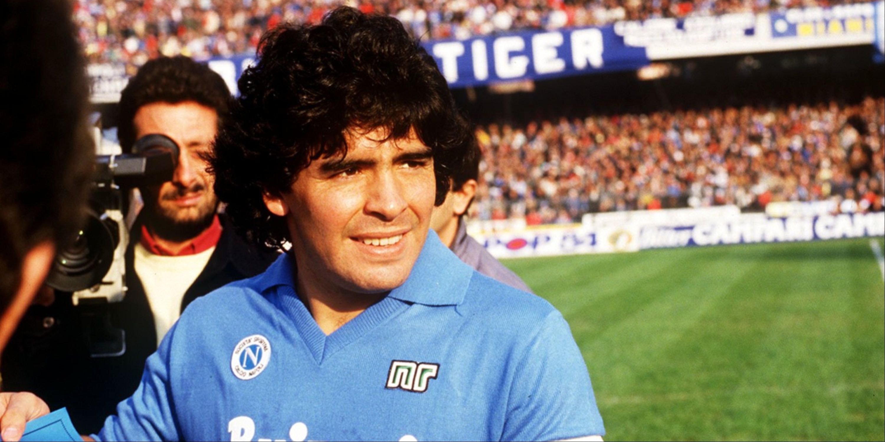 Diego Maradona in action for Napoli. 