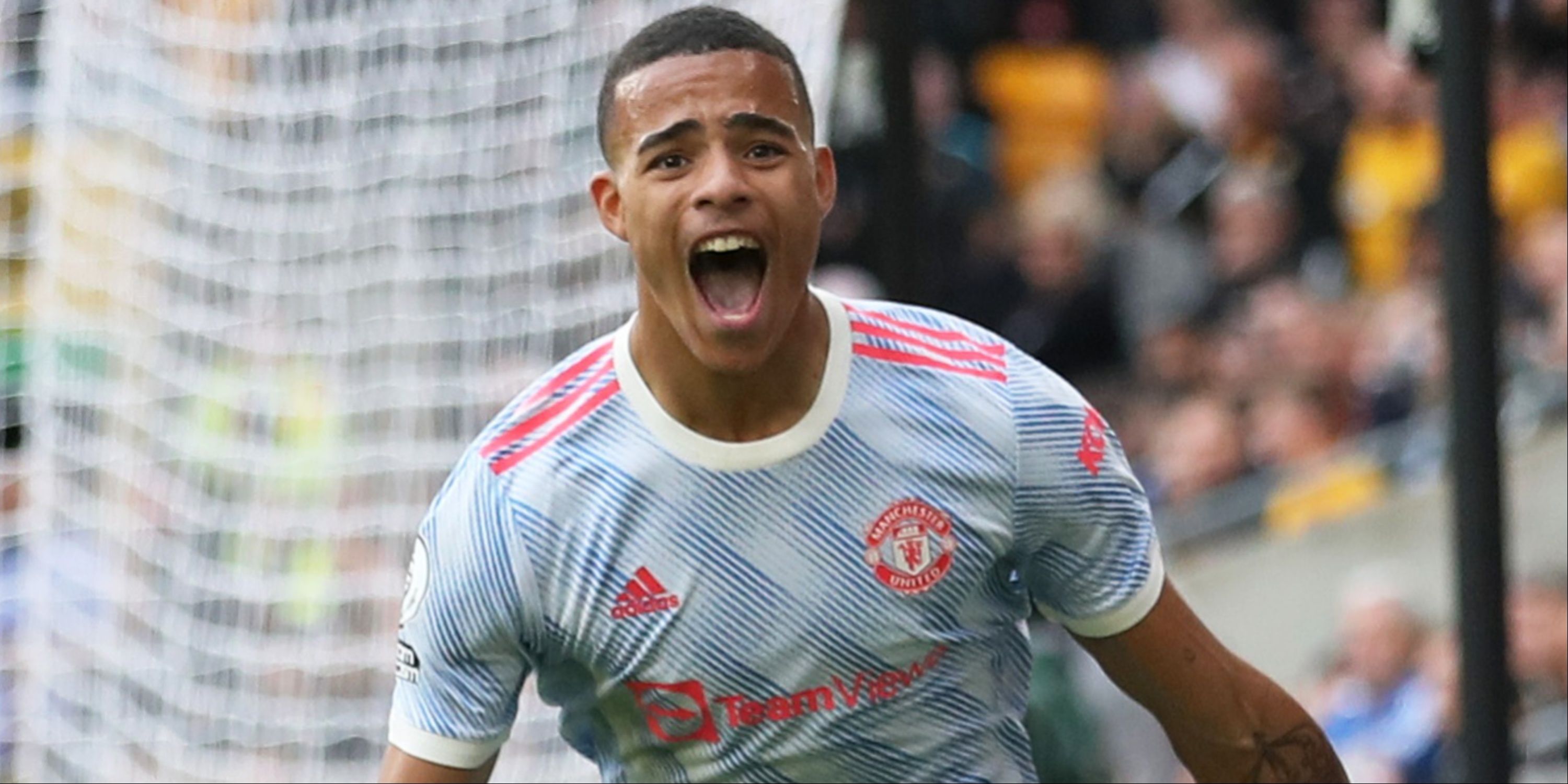 Mason Greenwood celebrating after scoring for Manchester United