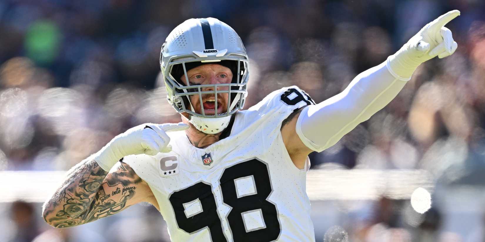 Maxx Crosby celebrates a big play